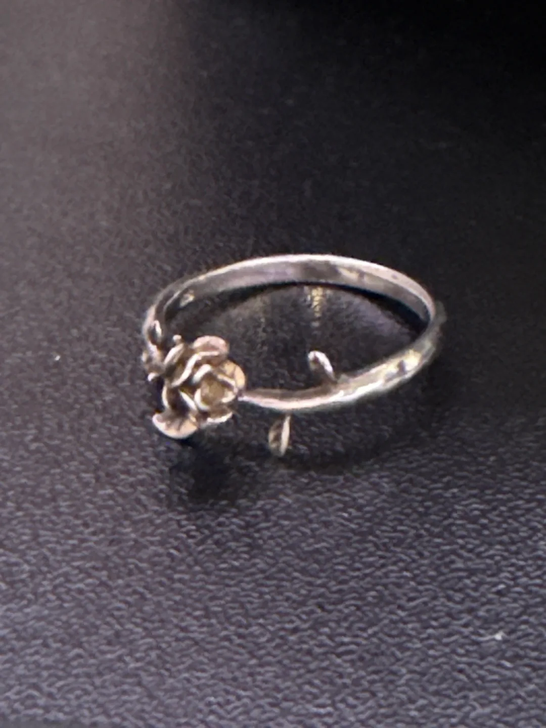 Delicate sterling silver rose ring thumbnail