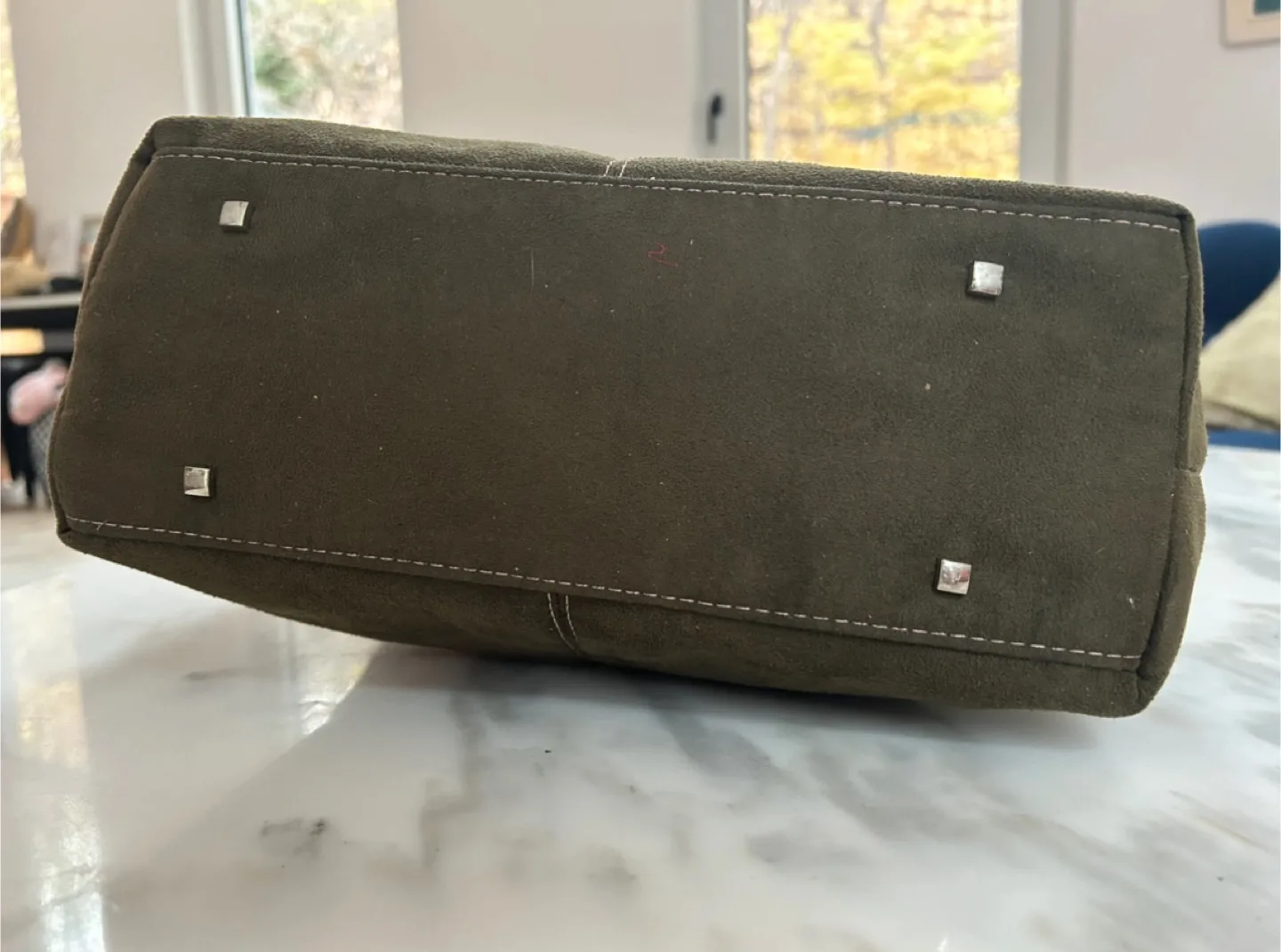 Matt & Nat Olive Green Suede Handbag image indicator(4)