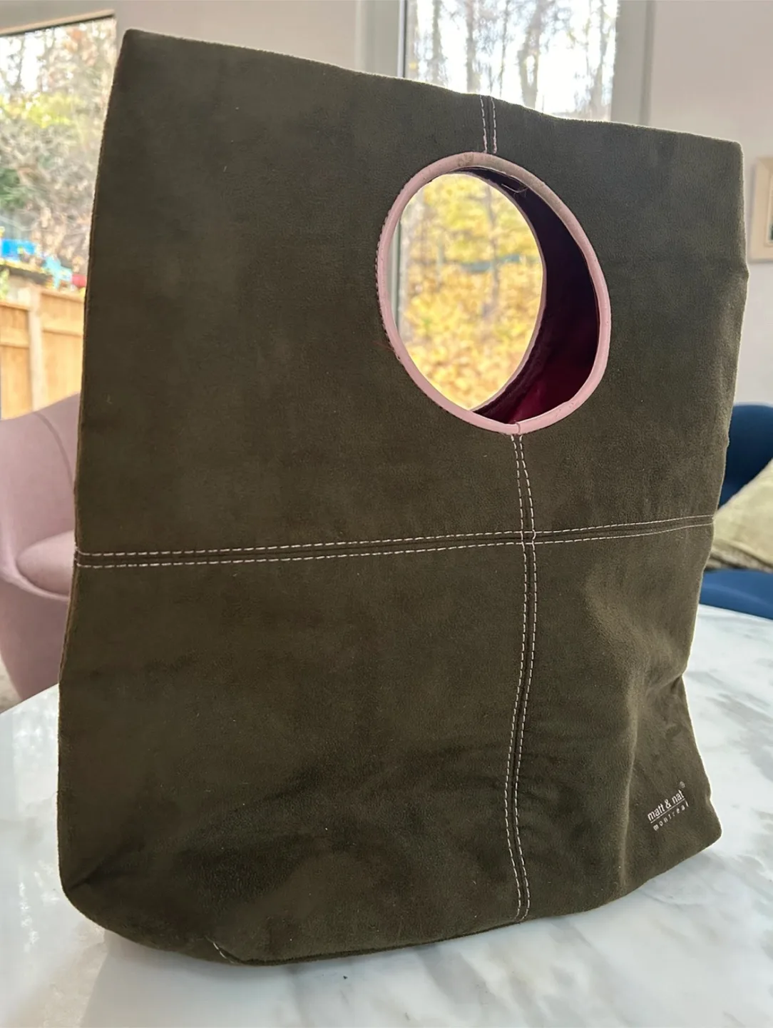 Matt & Nat Olive Green Suede Handbag image indicator(2)