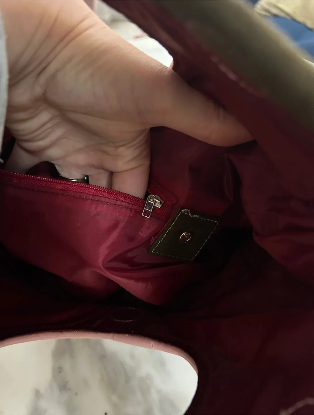 Matt & Nat Olive Green Suede Handbag image indicator(5)