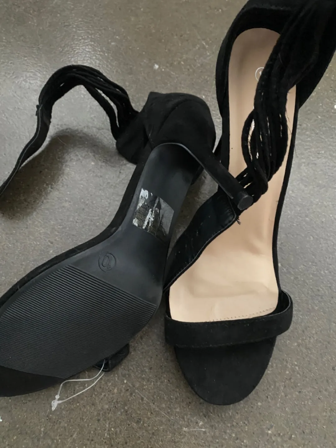 Black Suede Ankle-Tie Heels image indicator(2)