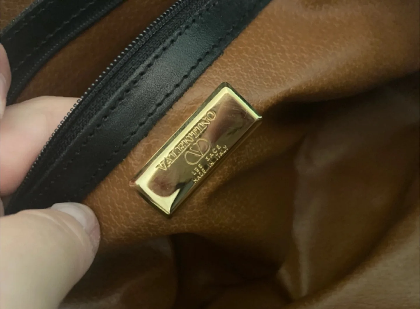 Authentic Valentino Garavani Black and Gold Handbag image indicator(6)