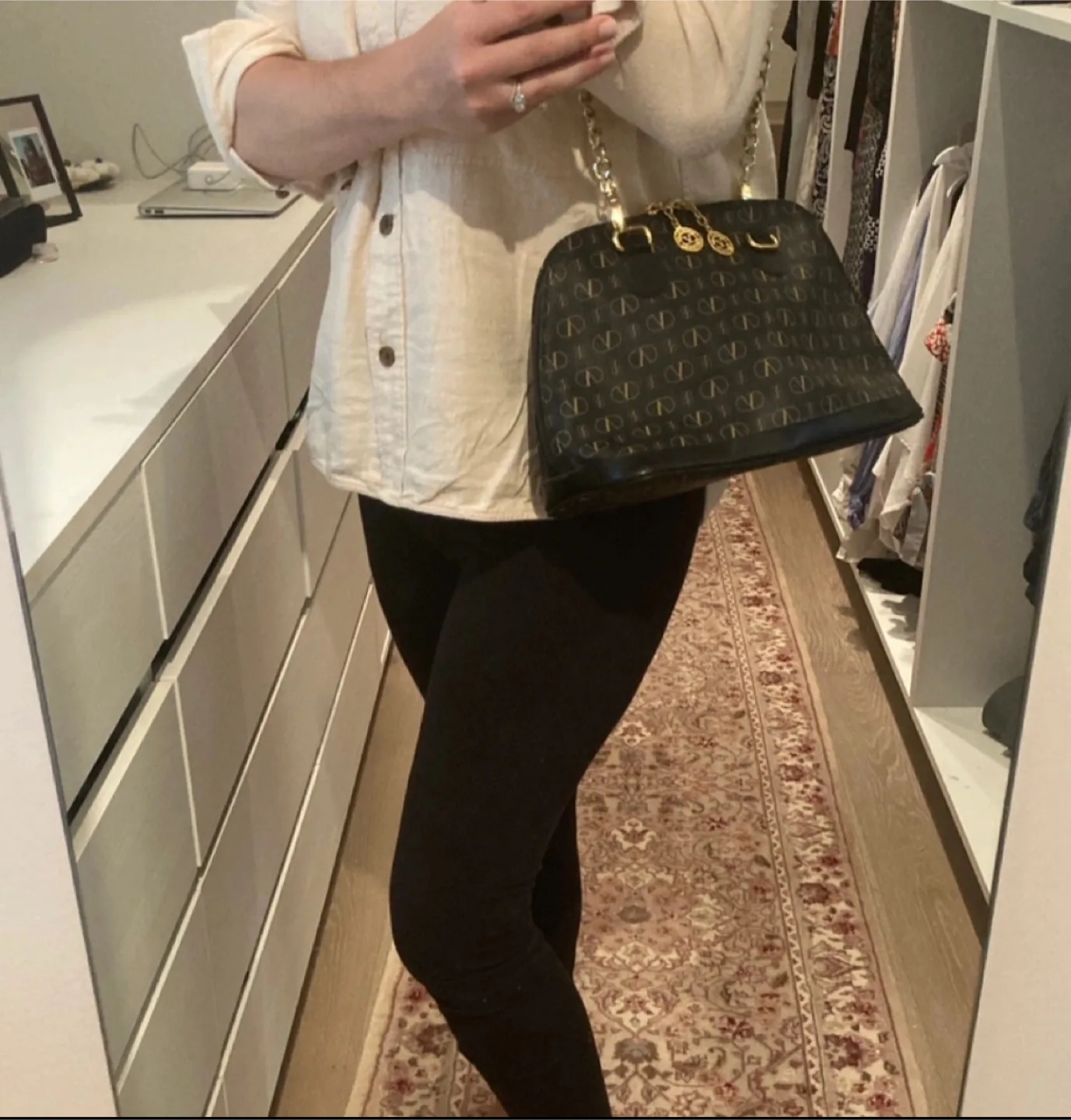 Authentic Valentino Garavani Black and Gold Handbag image indicator(7)