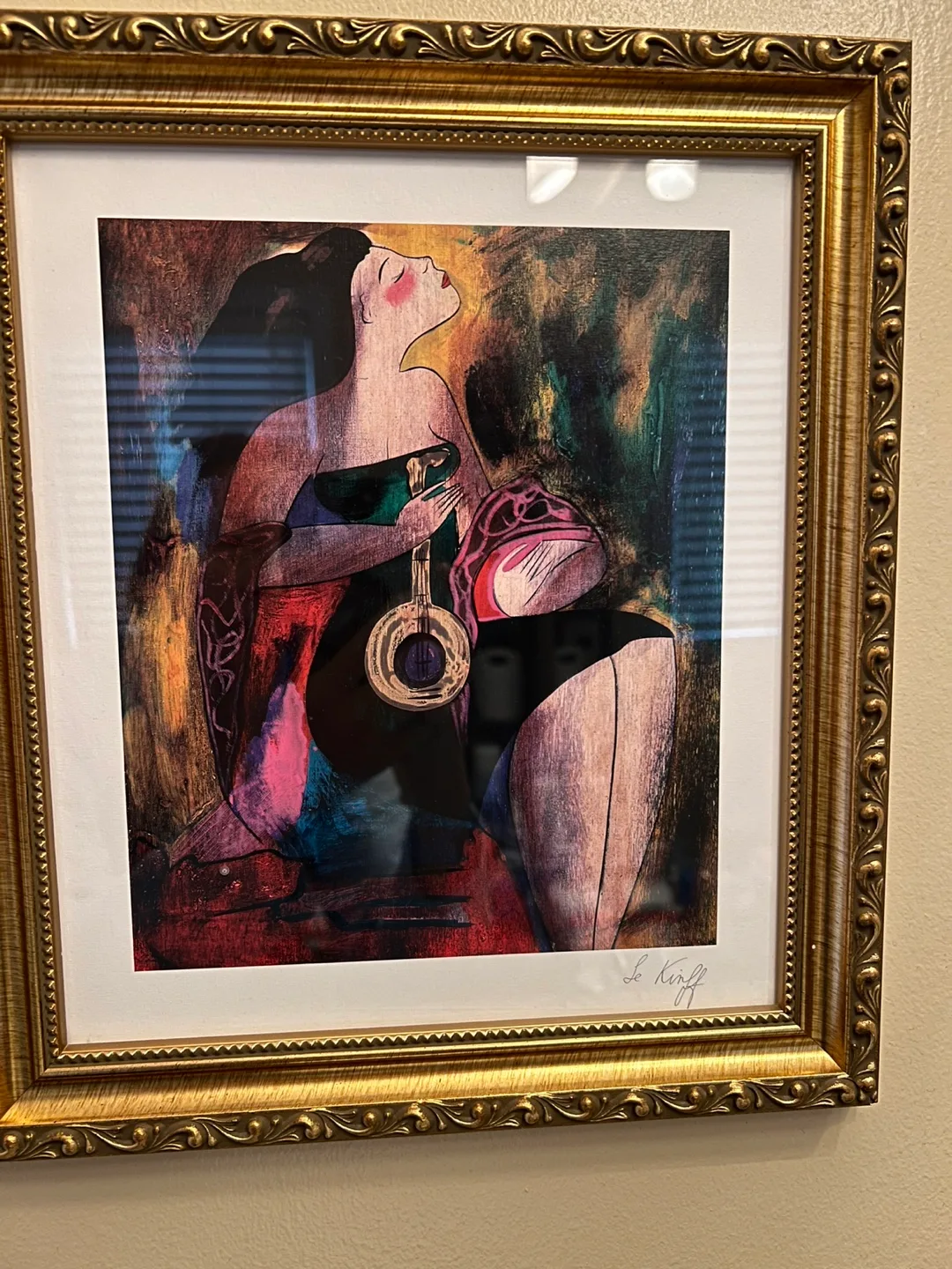 Framed Art Print - Woman with Musical Instrument thumbnail