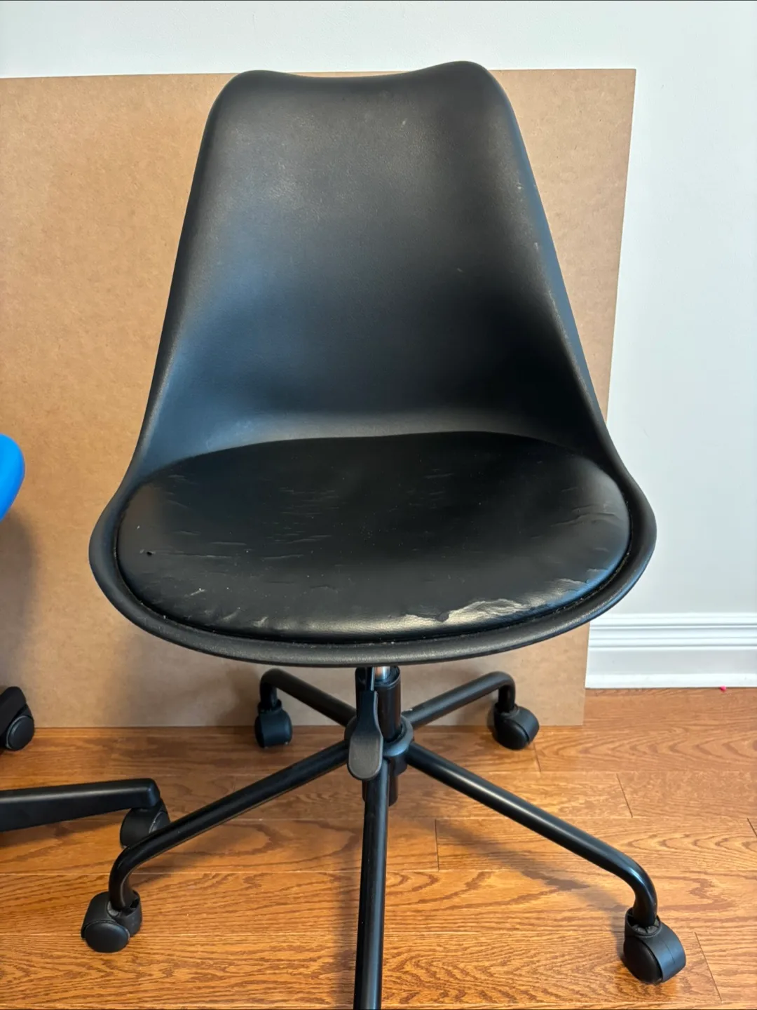 2 Ikea Rolling Office Chairs - Black & Blue image indicator(4)