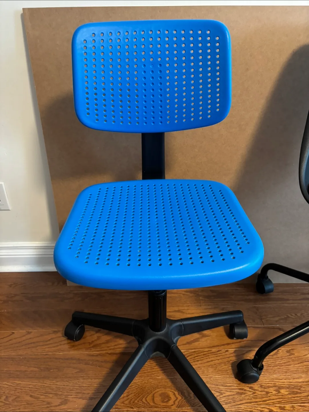 2 Ikea Rolling Office Chairs - Black & Blue image indicator(2)