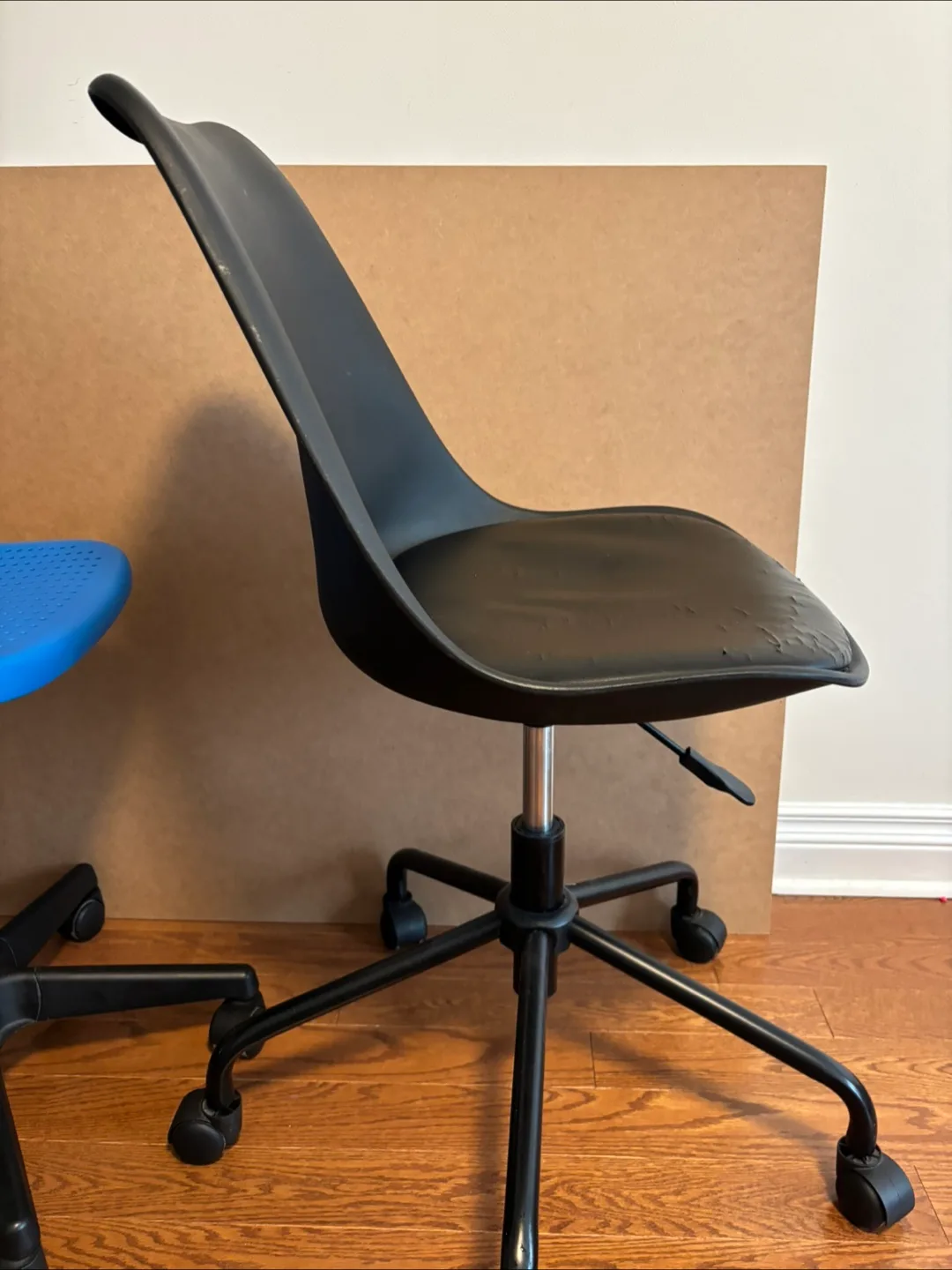 2 Ikea Rolling Office Chairs - Black & Blue image indicator(5)