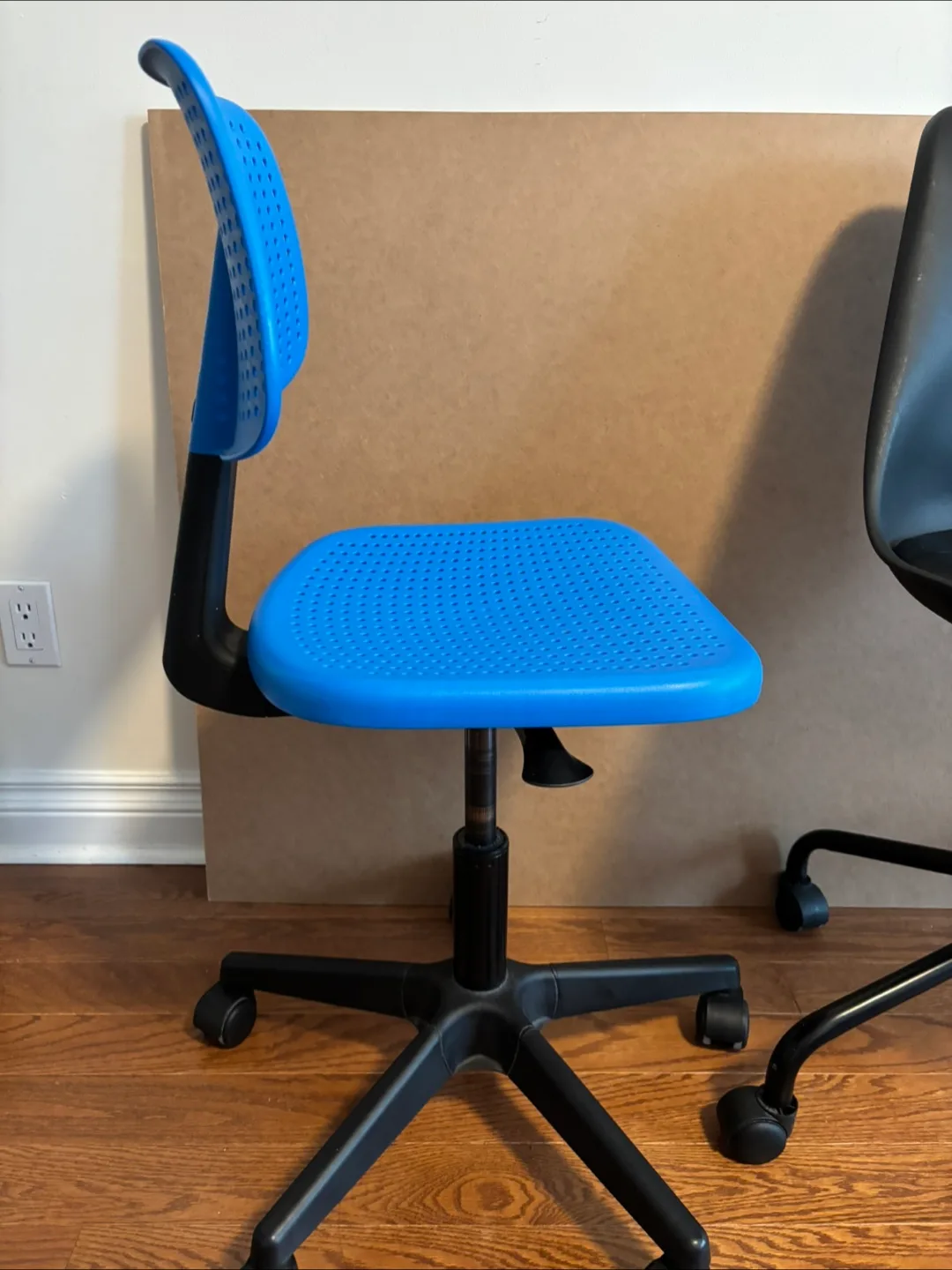 2 Ikea Rolling Office Chairs - Black & Blue image indicator(3)