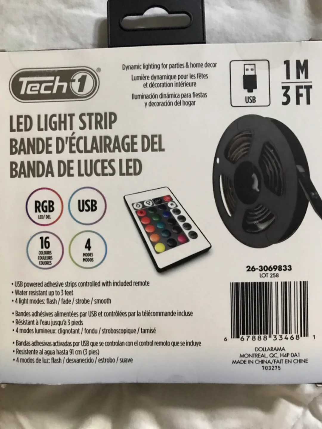 Tech 1 LED Light Strip - 3ft Multicolour with Remote #freecycle image indicator(2)