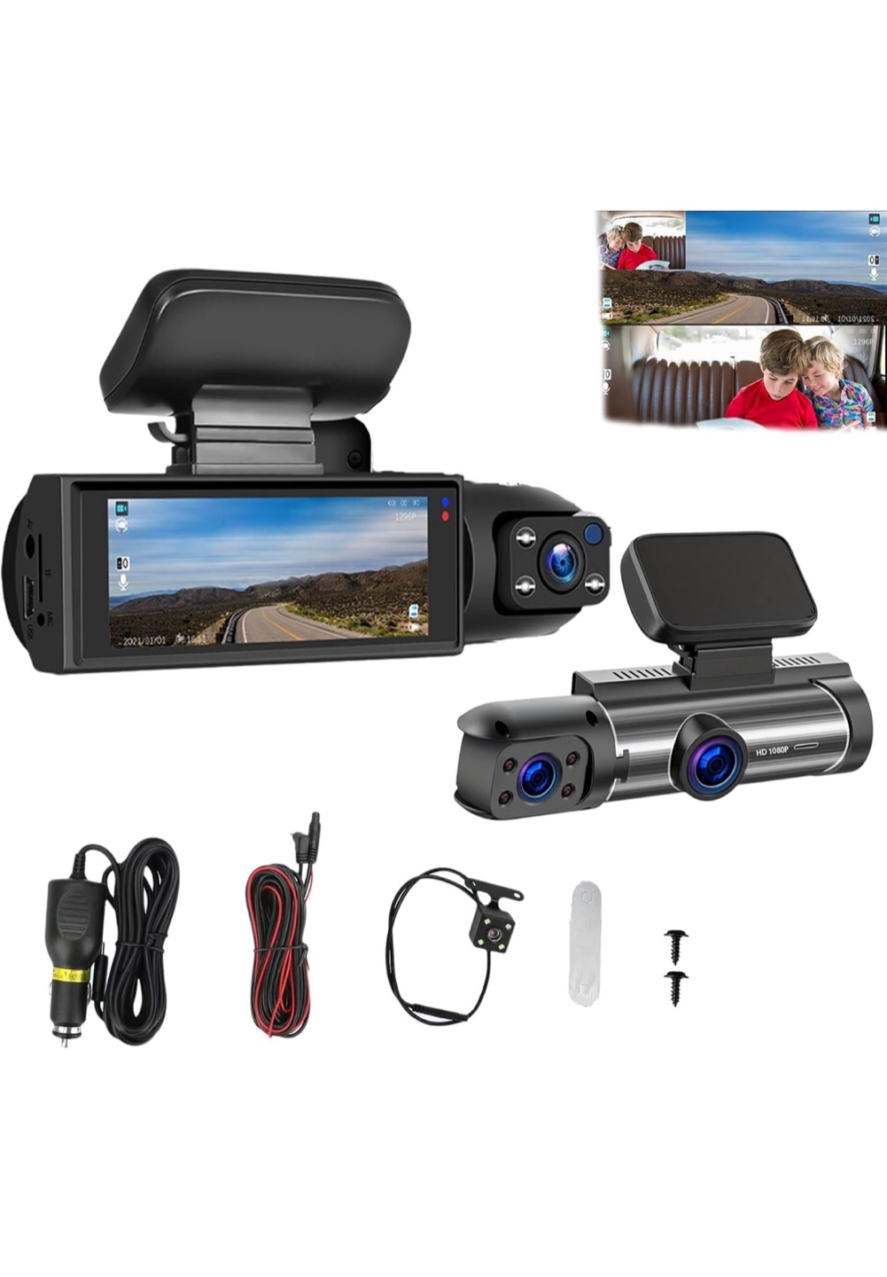 Dual Lens Dashcam with Parking Monitoring