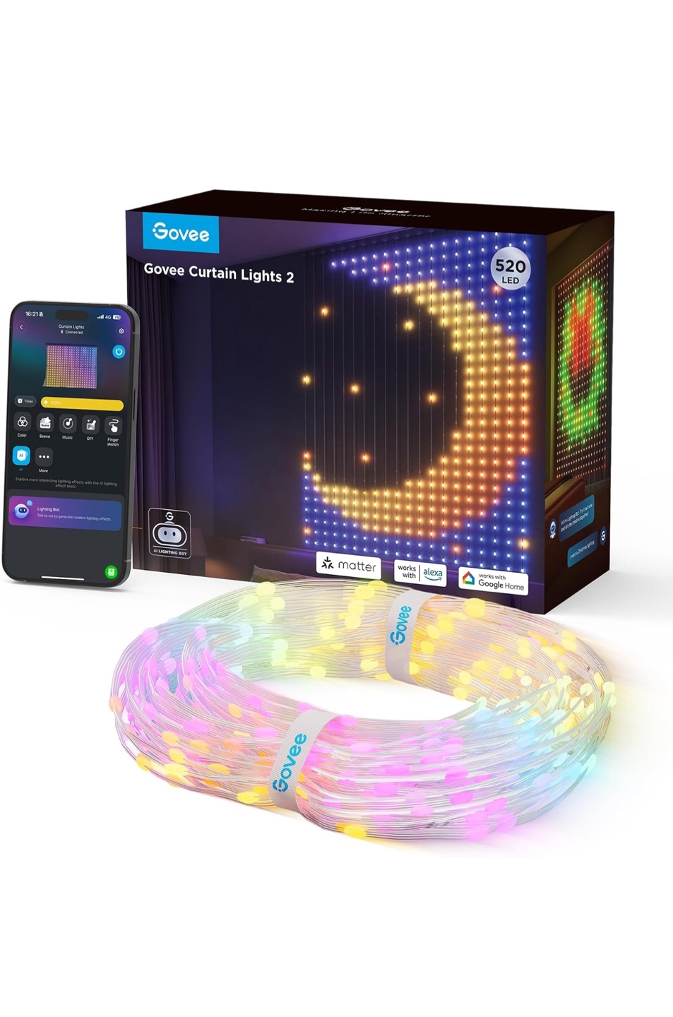 Govee Curtain Lights 2 - Smart LED String Lights with 520 LEDs