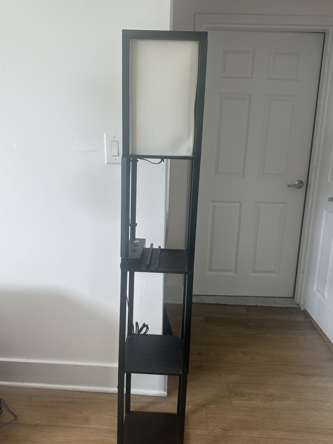 Black Floor Lamp with Shelves