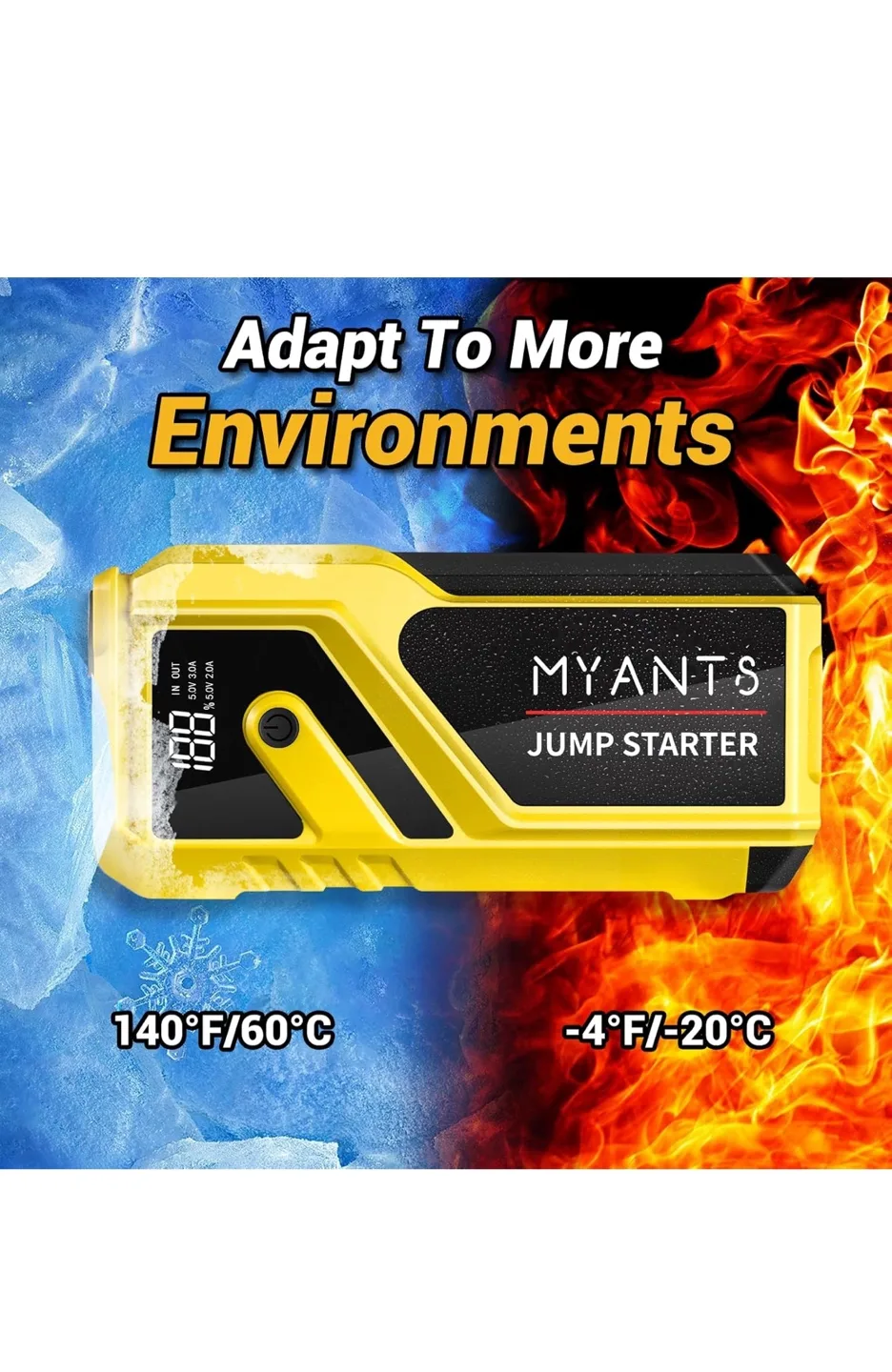 MYANTS 3-in-1 Jump Starter, Power Bank & Flashlight image indicator(2)