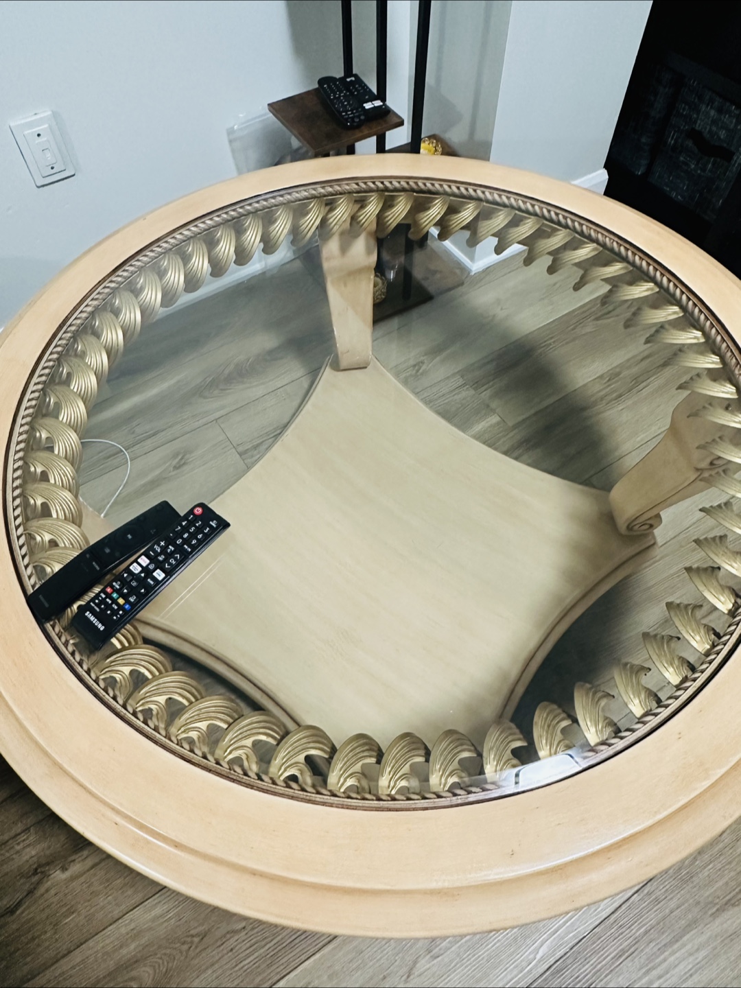 Elegant Glass-Top Coffee Table with Two Matching End Tables