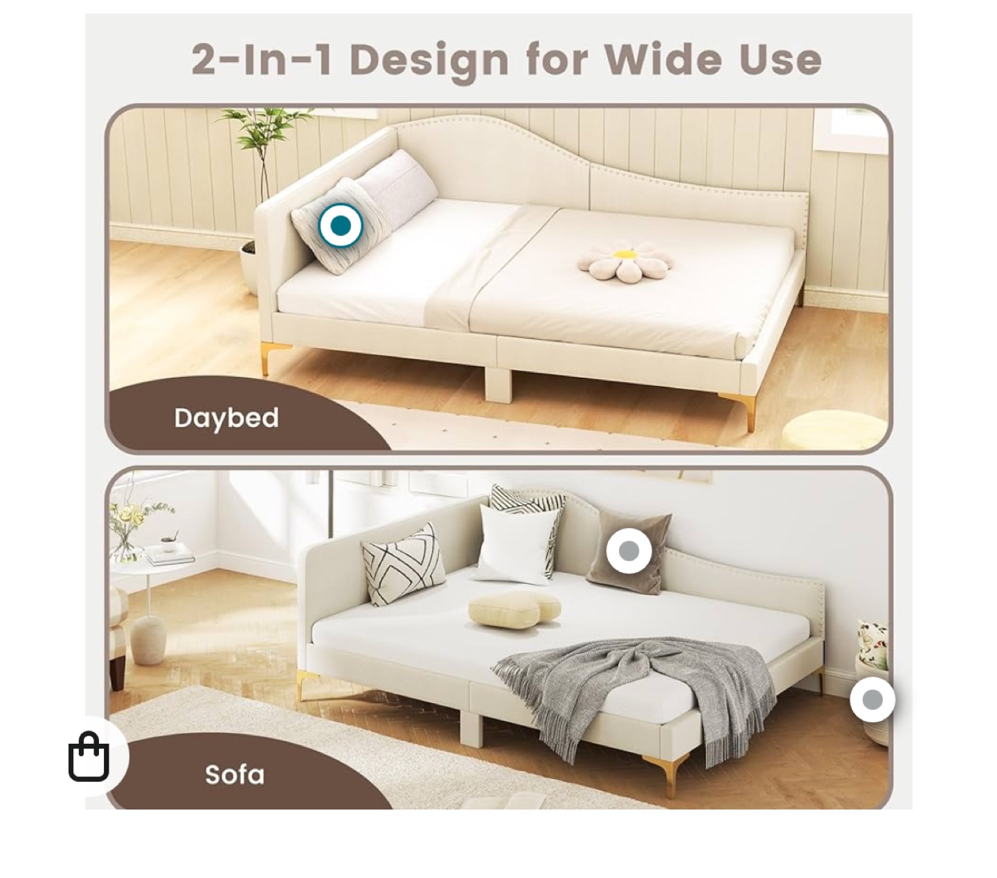 🧡 New in box - Full Size Upholstered Daybed - cream/beige - photo 3