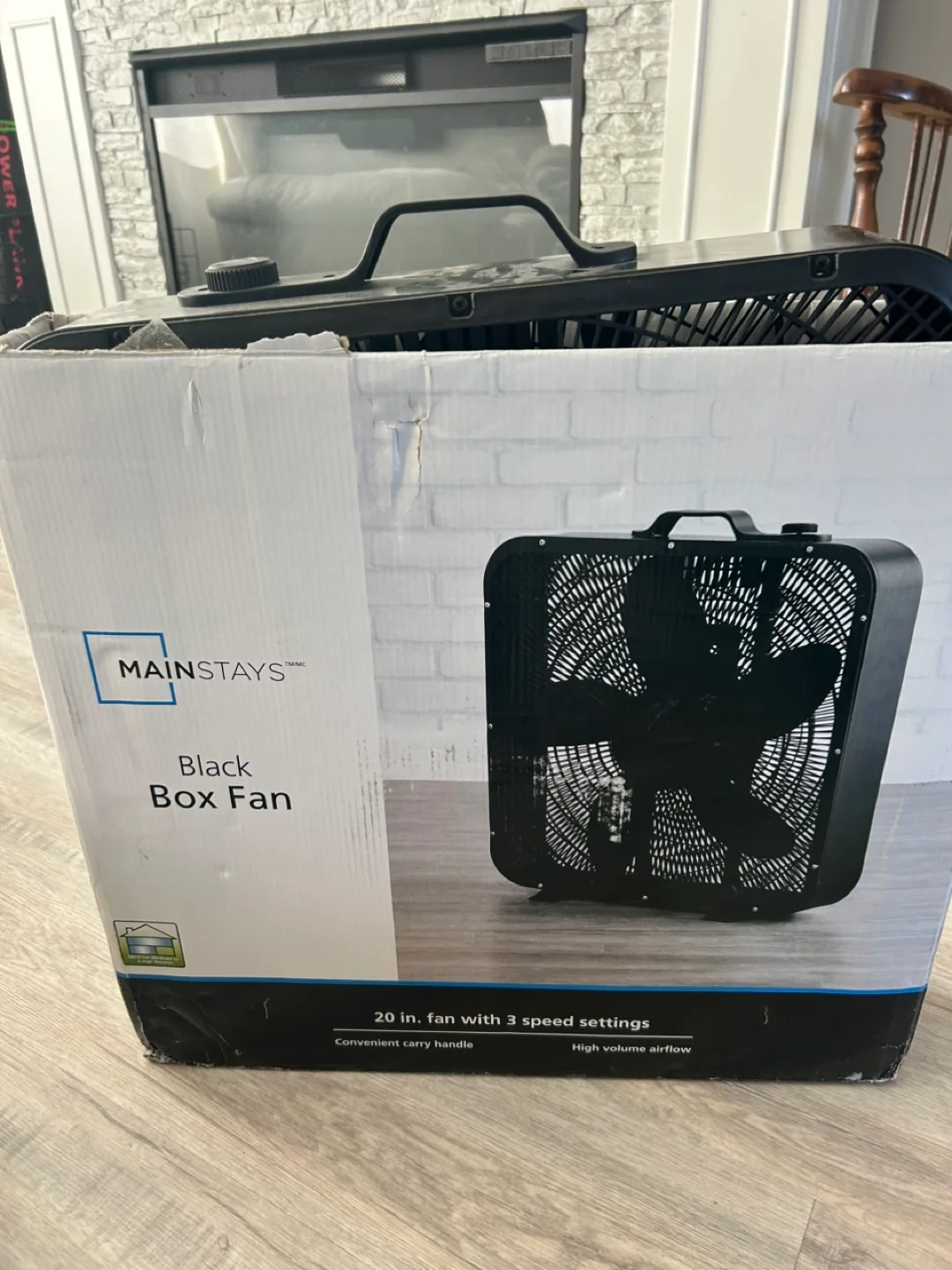 Mainstays 20" Black Box Fan - 3 Speed Settings 🧡 thumbnail
