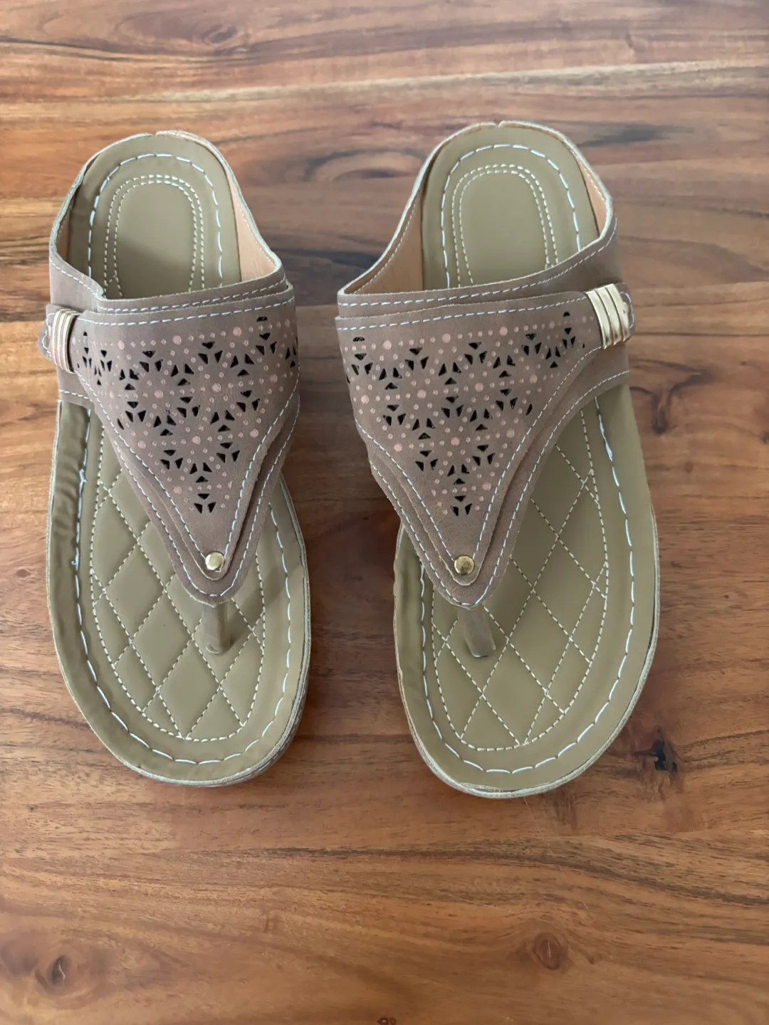 Women's Tan Leather-look Sandals, Size 8.5 thumbnail