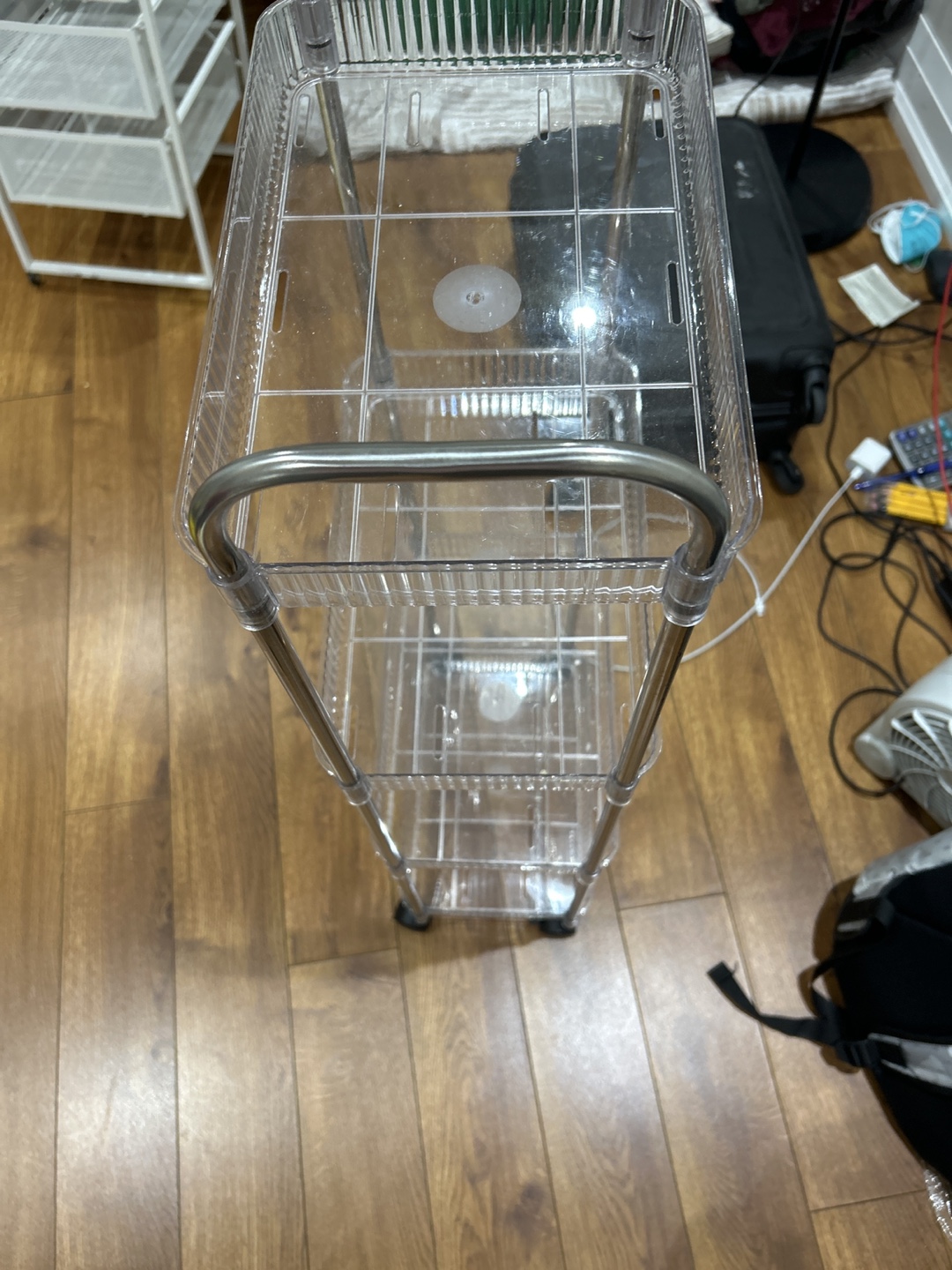 Rolling 4-Tier Storage Cart with Clear Bins
