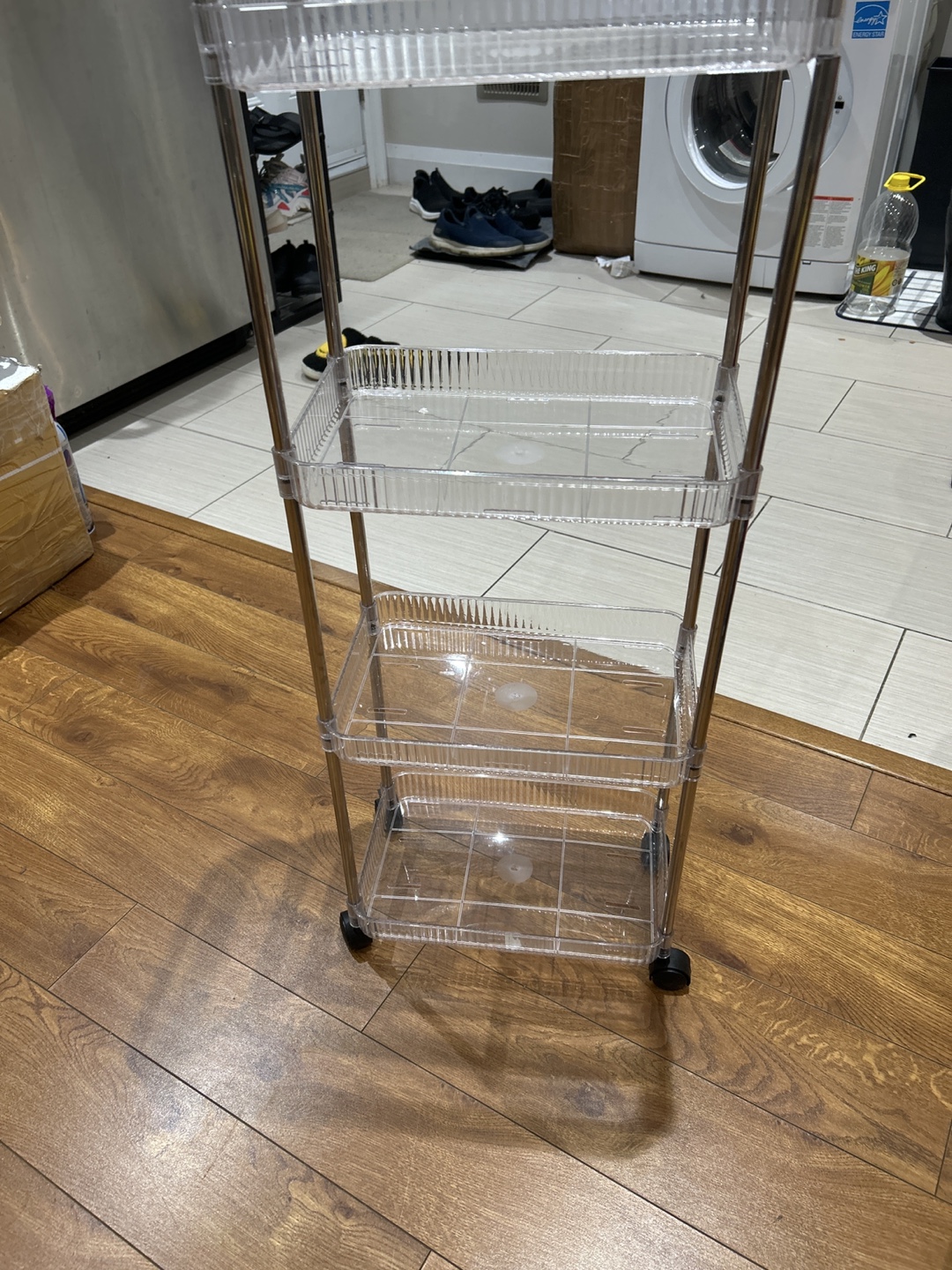 Rolling 4-Tier Storage Cart with Clear Bins - photo 3