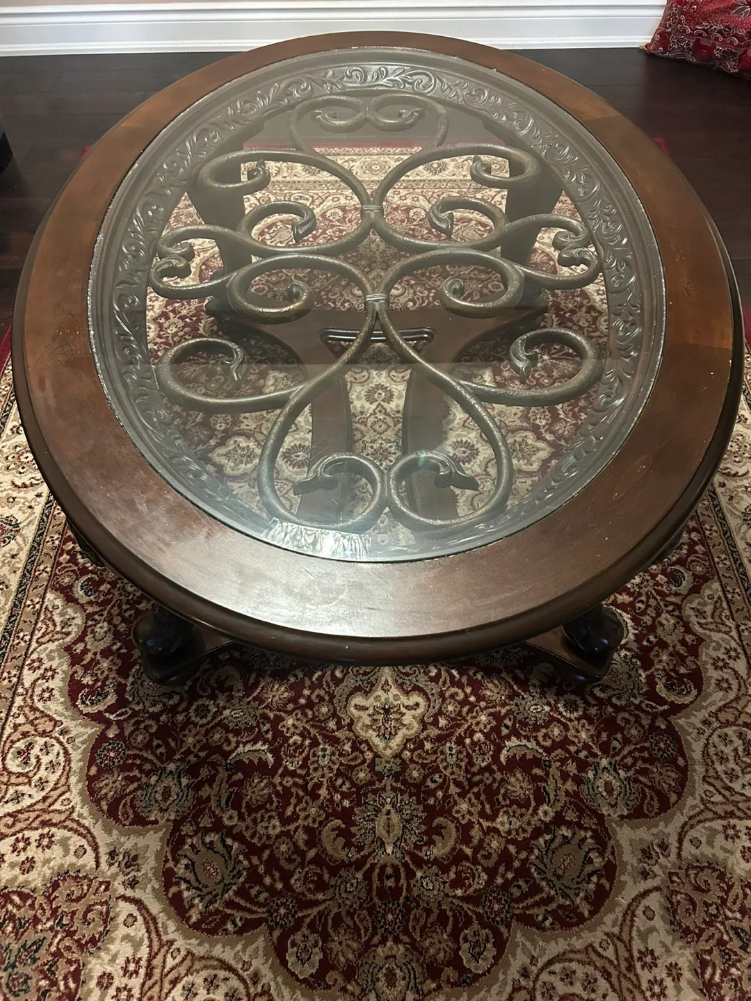 Oval Coffee Table with Glass Top *MOVING SALE* thumbnail
