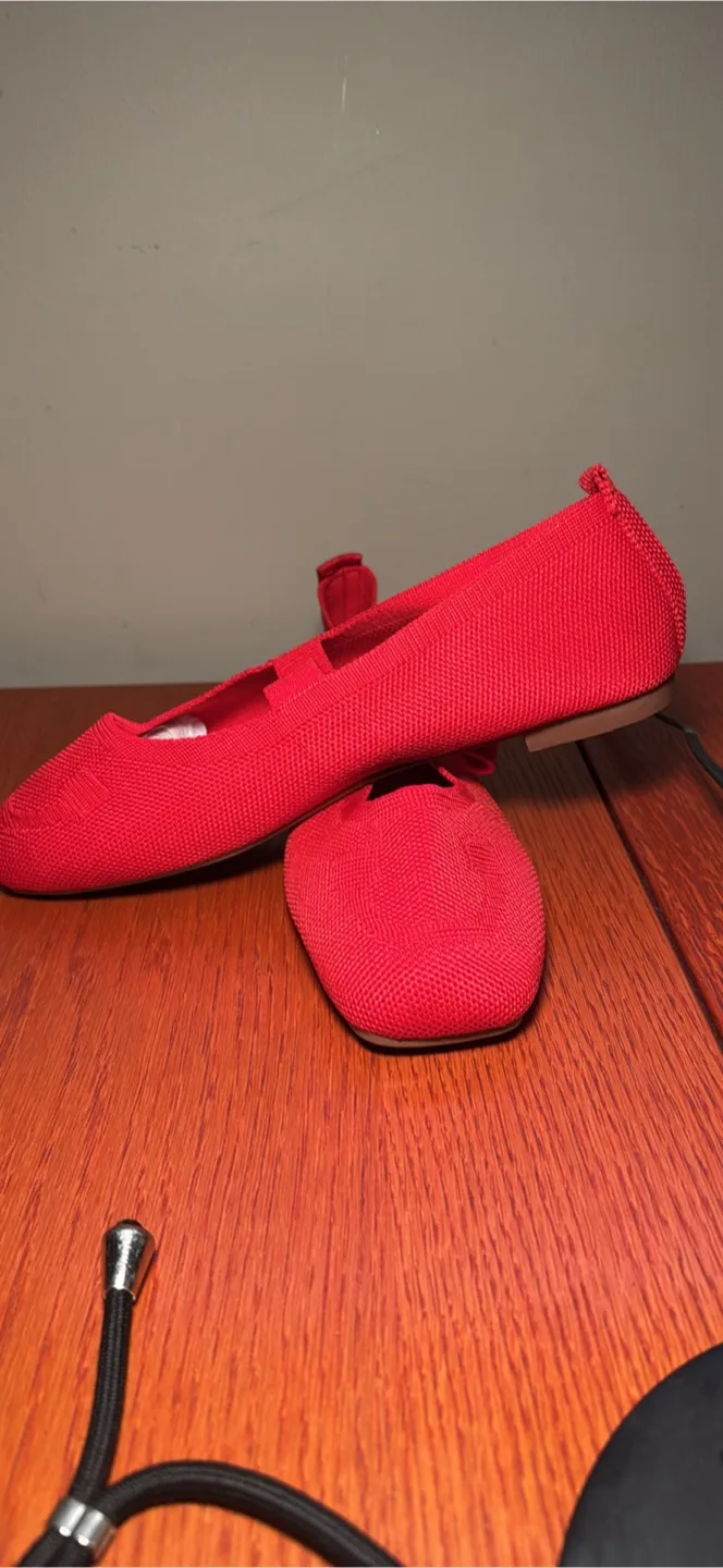 Women's Red Knit Ballet Flats - Size 40 thumbnail