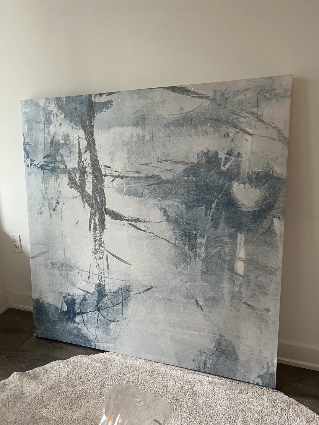 Large Abstract Sky Blue Canvas Wall Art 50” x 50”