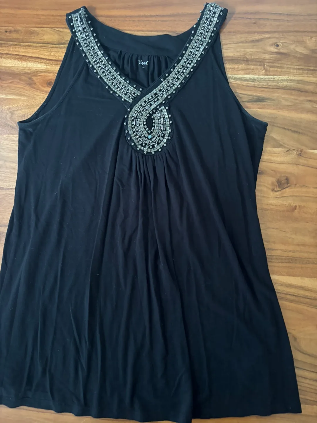 Black Sleeveless Beaded Top thumbnail