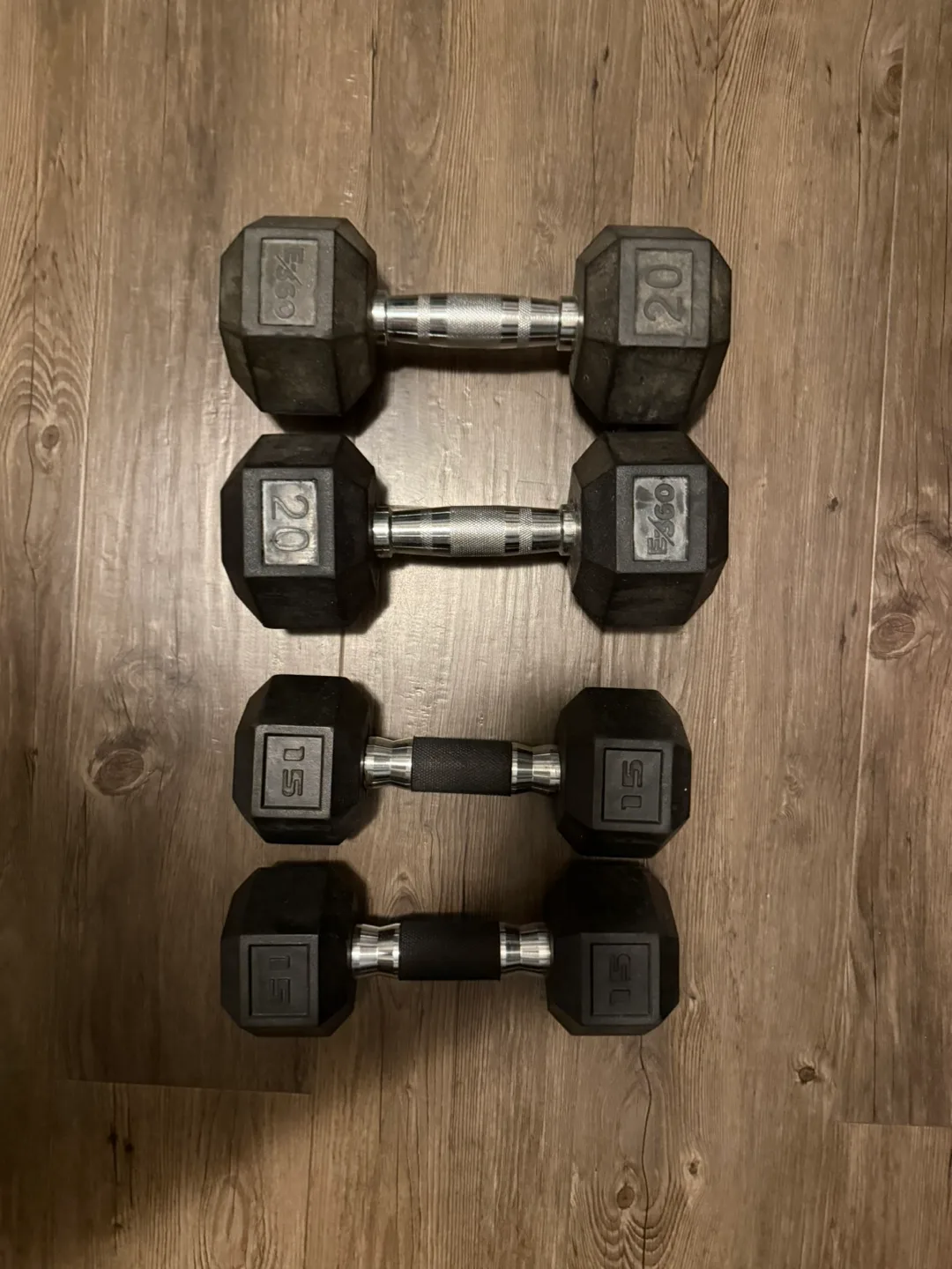 Pair of 15lb and 20lb Hex Dumbbells thumbnail