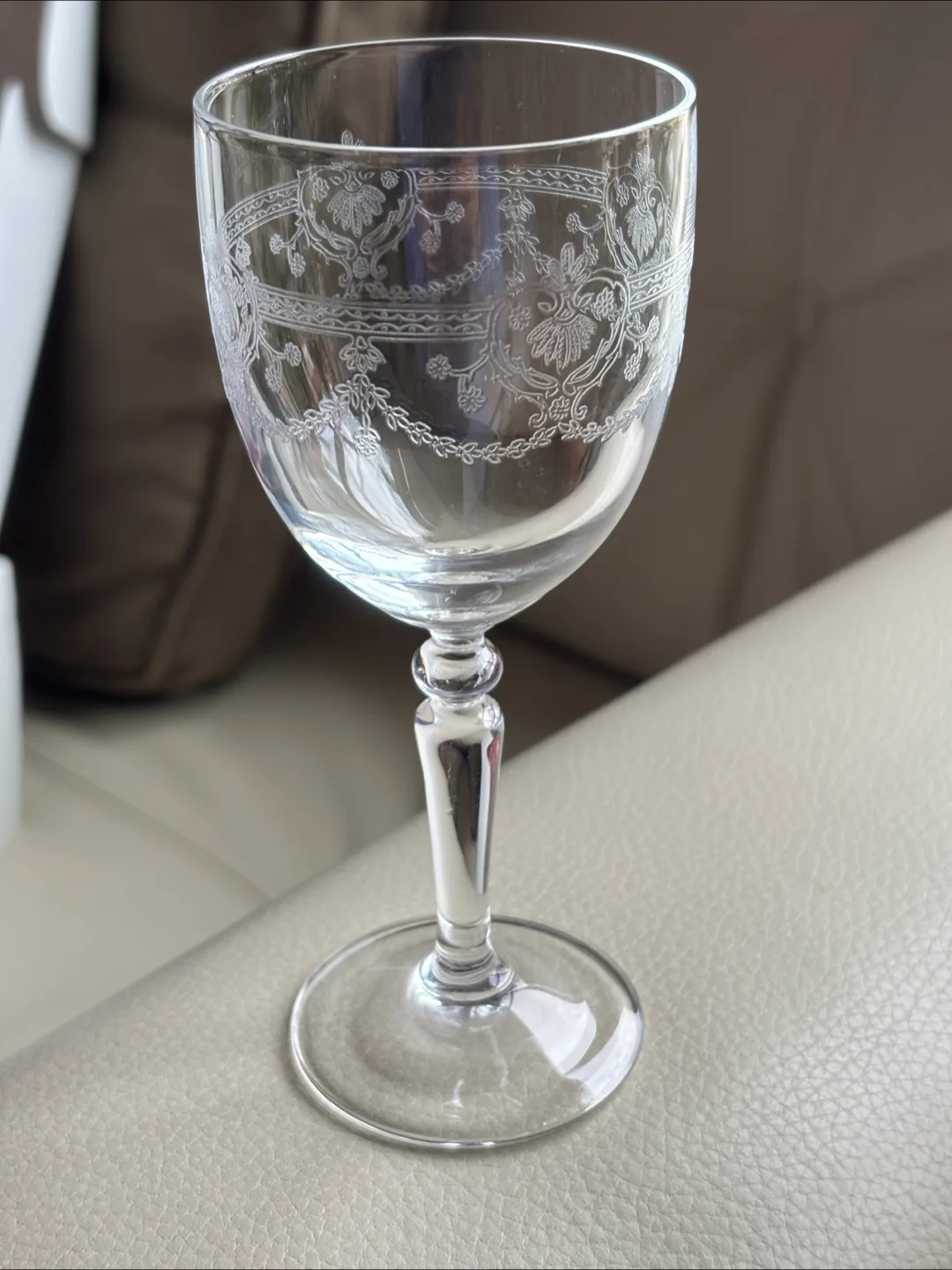 Set of Four Etched Glass Dessert Wine Goblets image indicator(2)