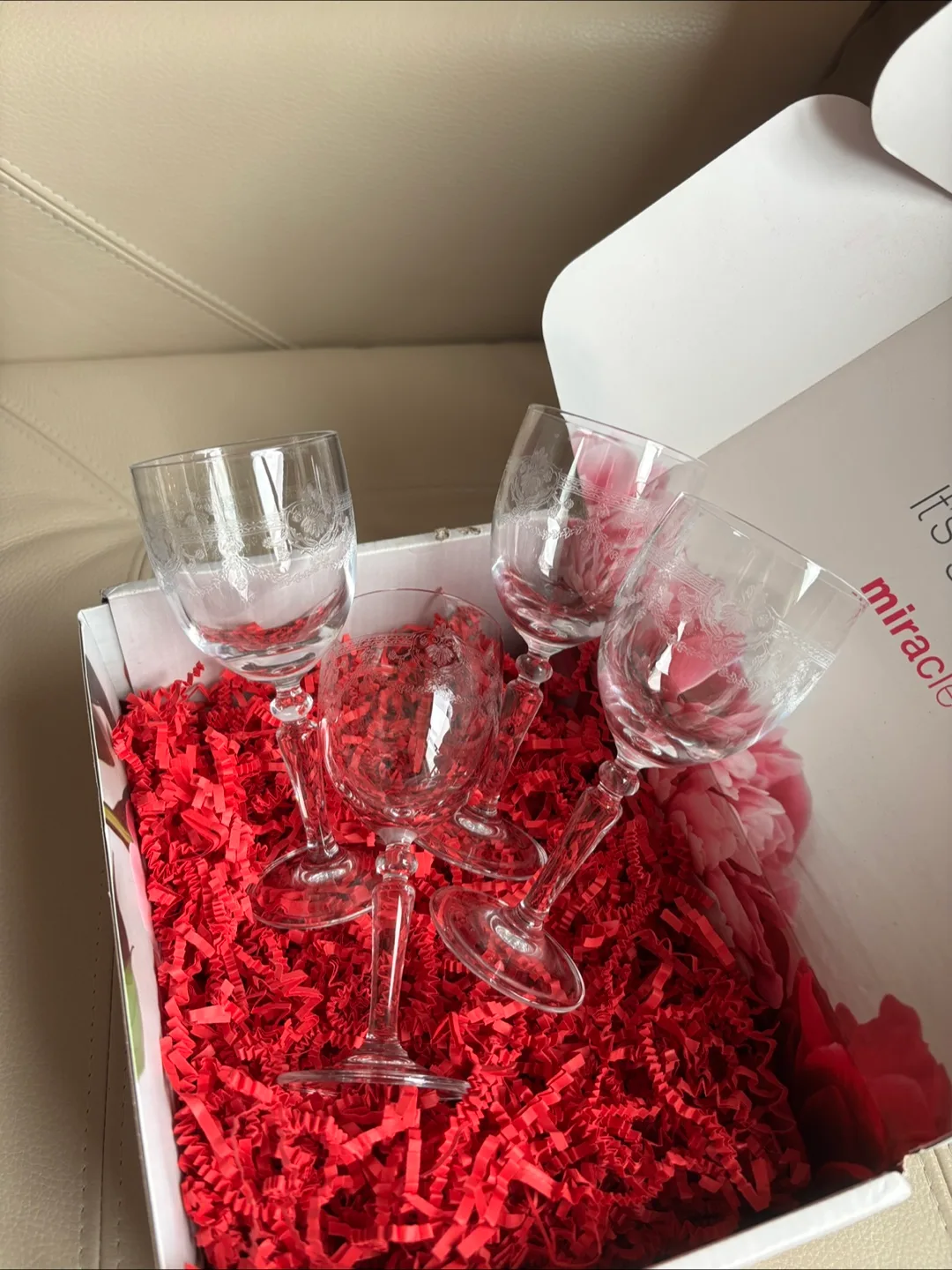 Set of Four Etched Glass Dessert Wine Goblets image indicator(3)