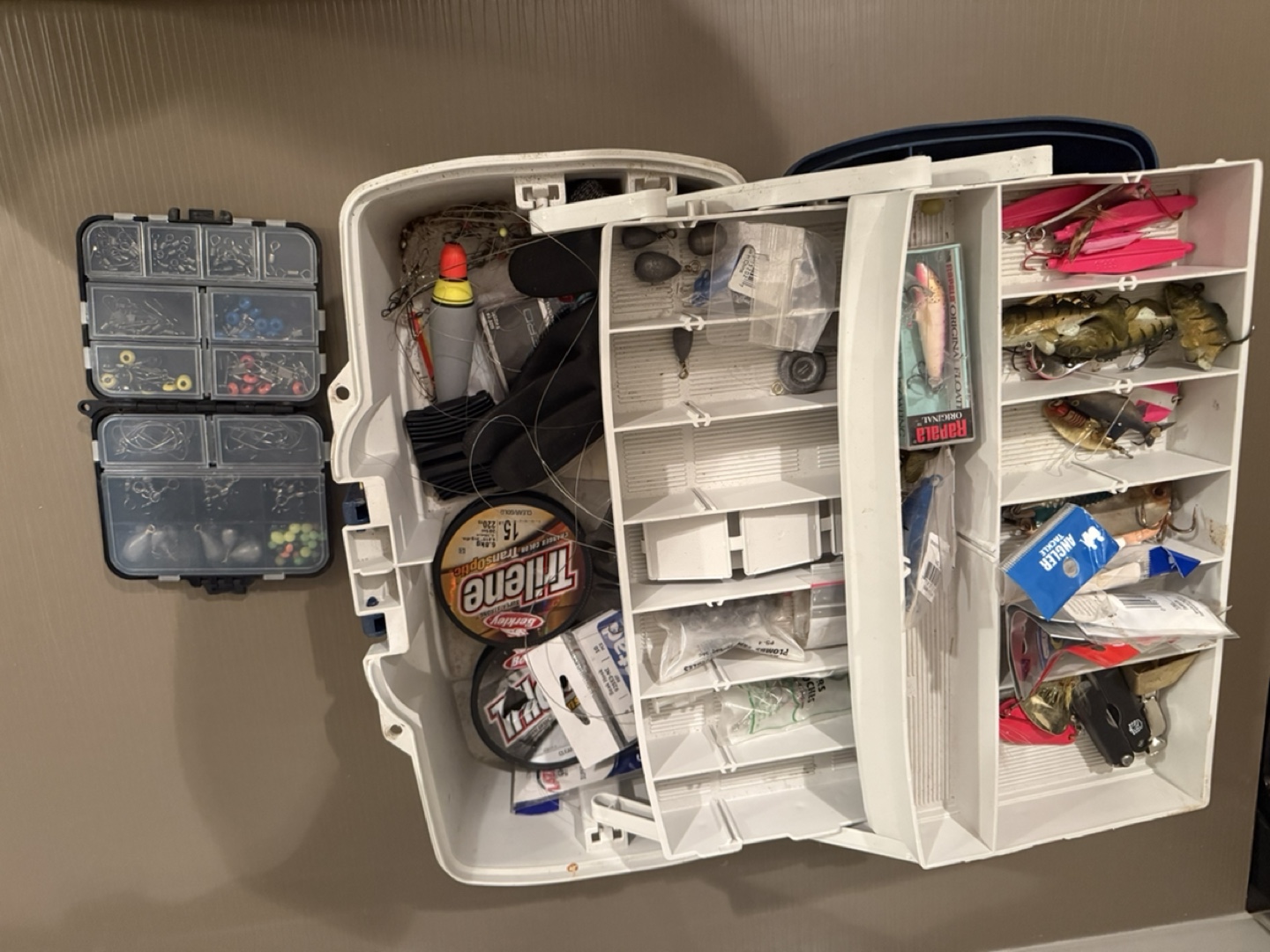 Plano Two Tray Tackle Box with Fishing Lures and Equipment