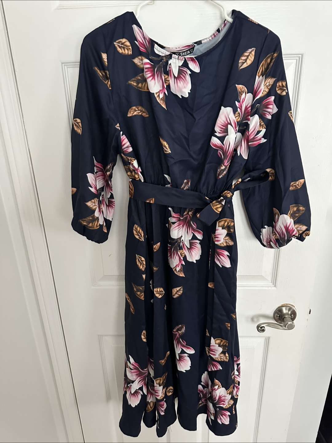 Shein navy blue floral midi dress