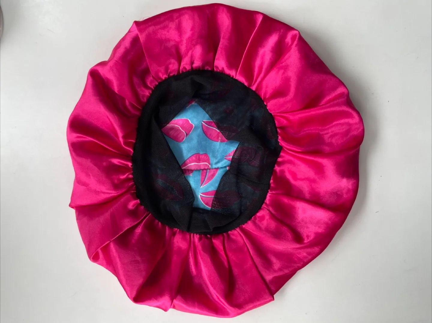 Pink and Blue Satin reversible Bonnet image indicator(2)