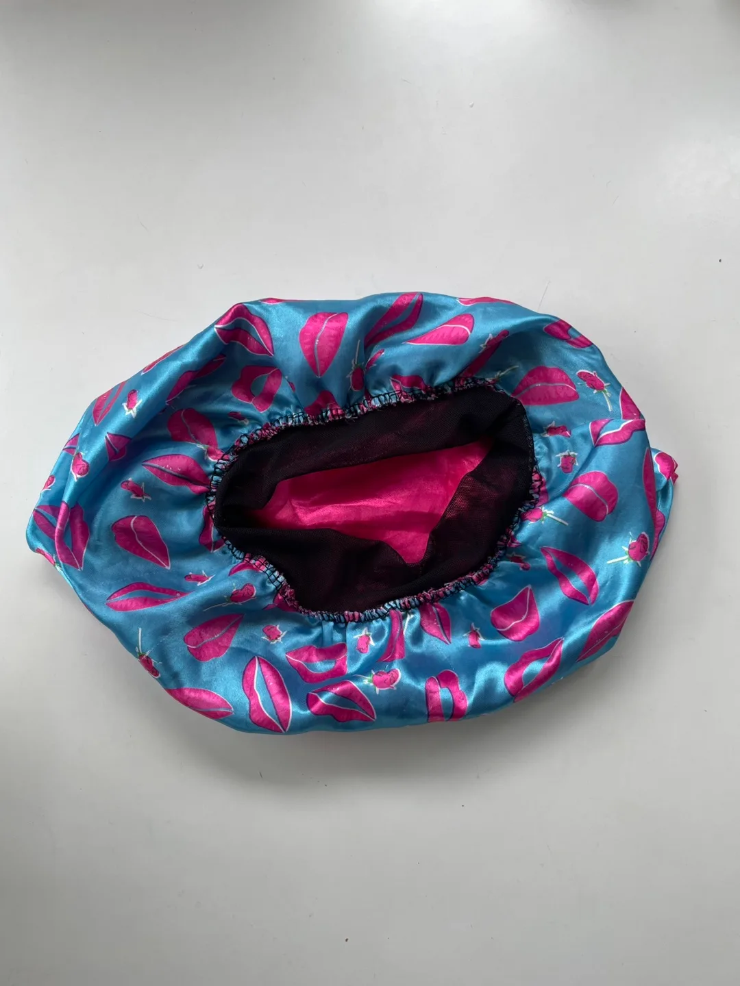 Pink and Blue Satin reversible Bonnet image indicator(4)