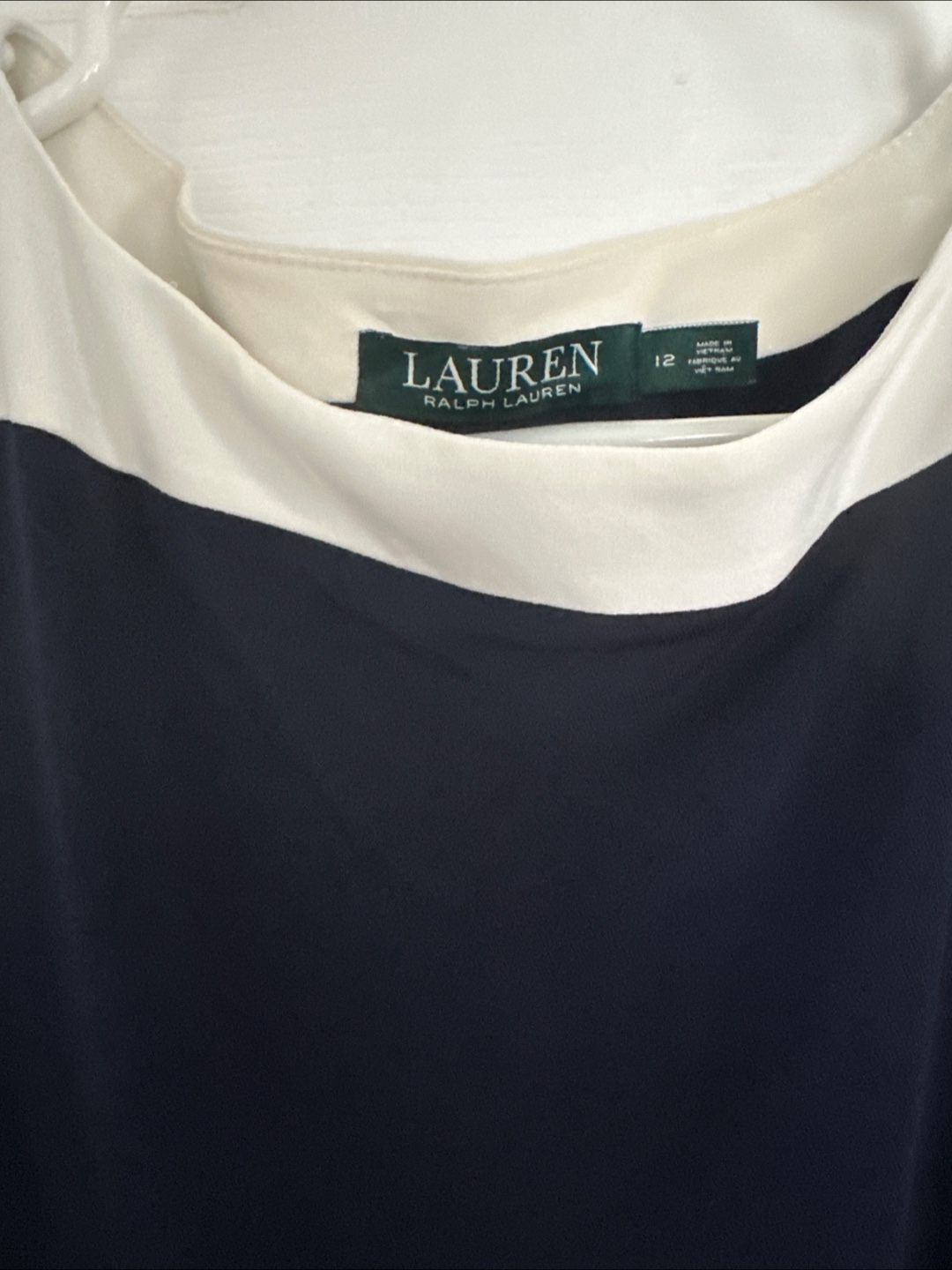 Ralph Lauren Navy and Cream Colour Block Dress Size 12 - photo 2