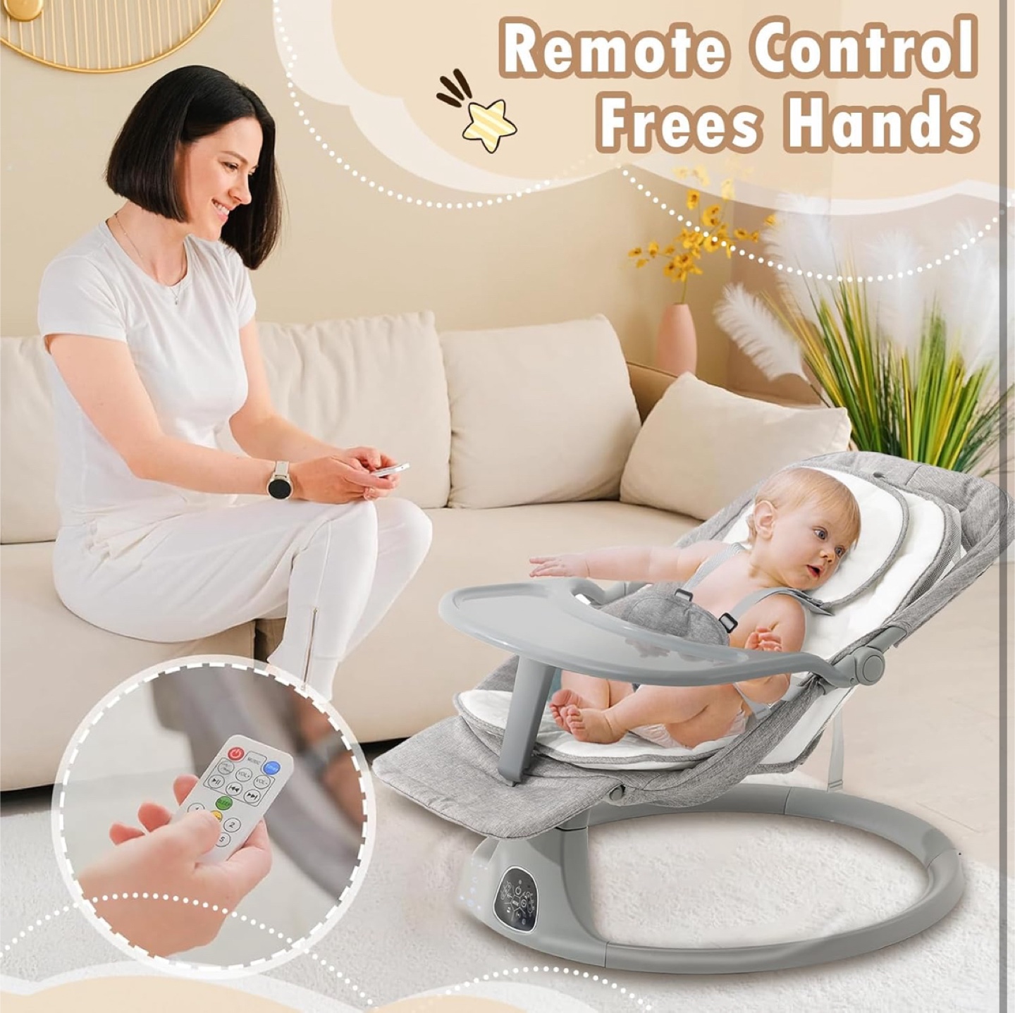 5-in-1 Deluxe Multi-Function Baby Bouncer with Remote - photo 2