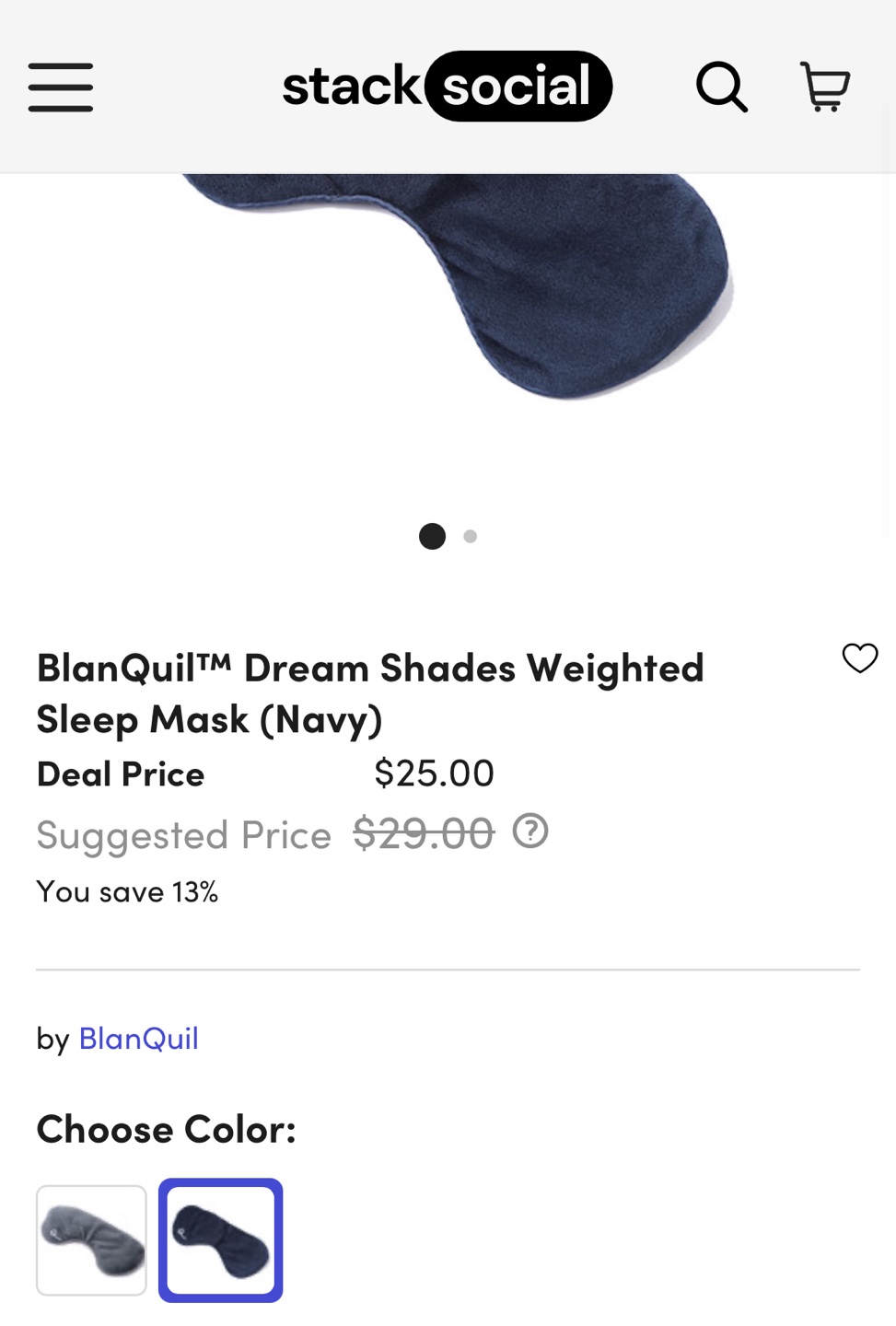NEW - BlanQuil Dream Shades Weighted Sleep Mask (Navy) - photo 3