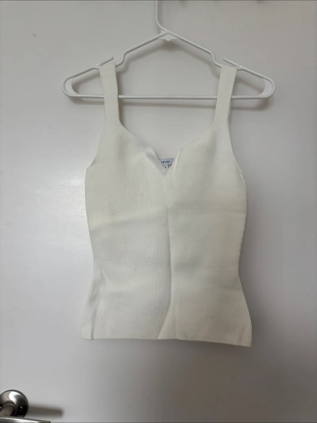 REISS White Ribbed Knit Tank Top thumbnail