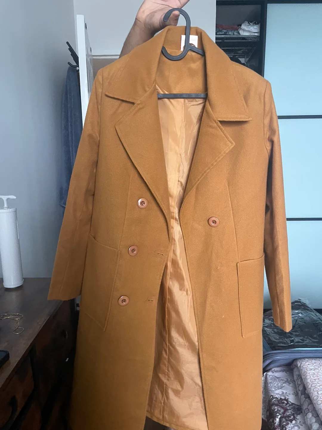 Mustard Yellow Double Breasted Peacoat thumbnail