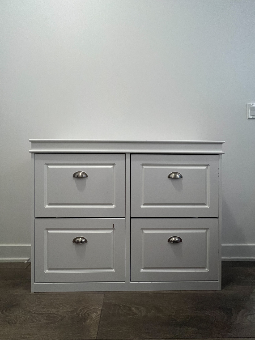 White Shoe Cabinet with Four Drawers