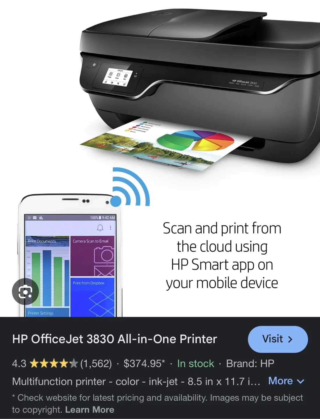 HP OfficeJet 3830 All-in-One Printer thumbnail