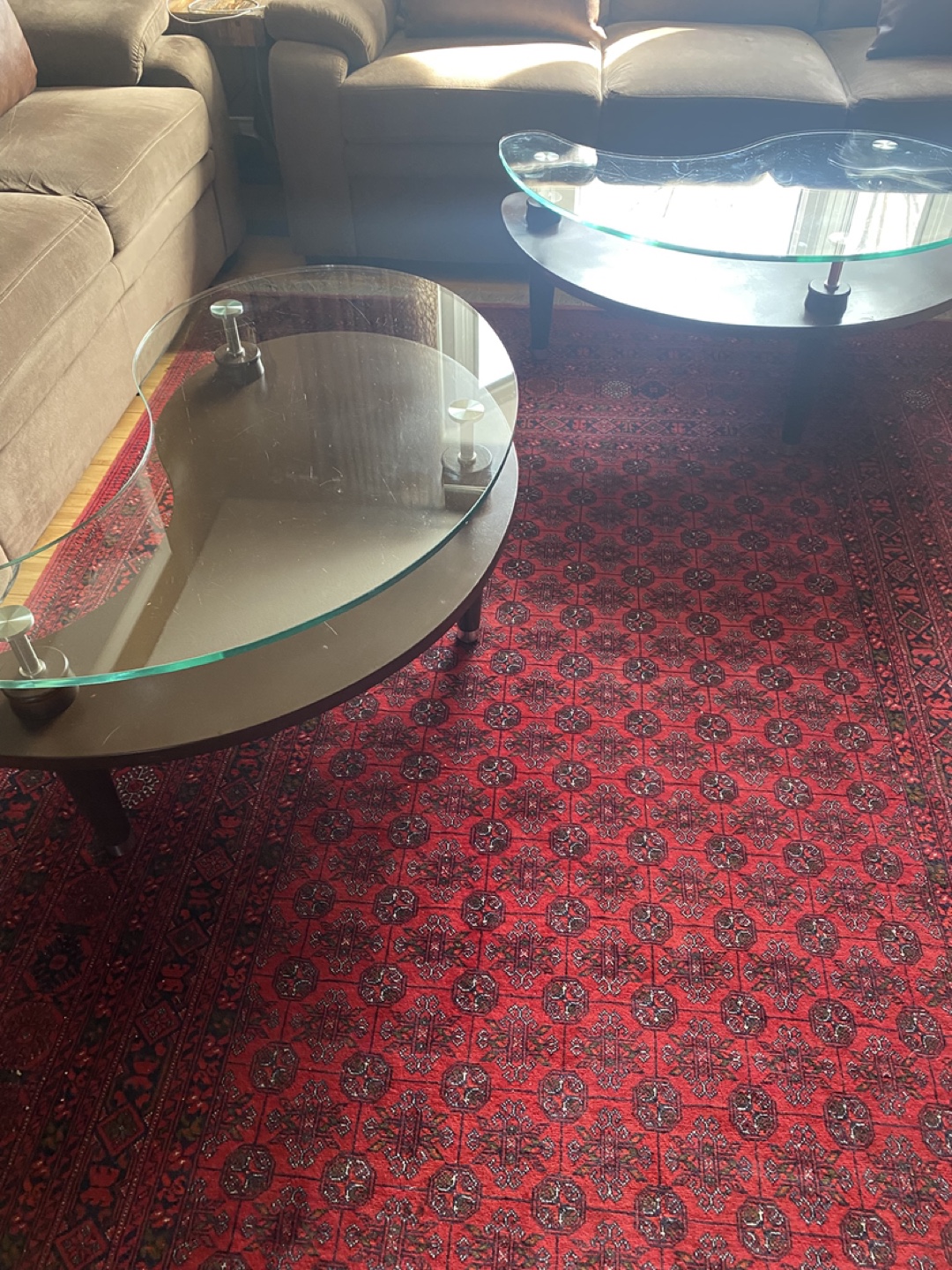 Pair of Modern Glass Top Coffee Tables