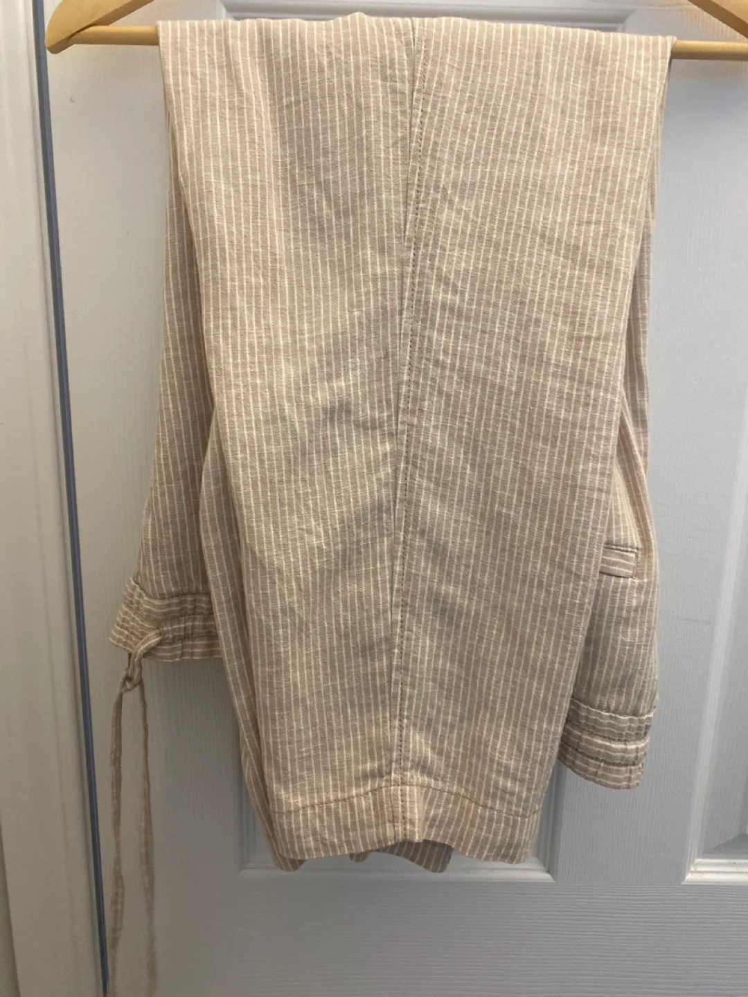 Beige Linen Striped Pants image indicator(2)