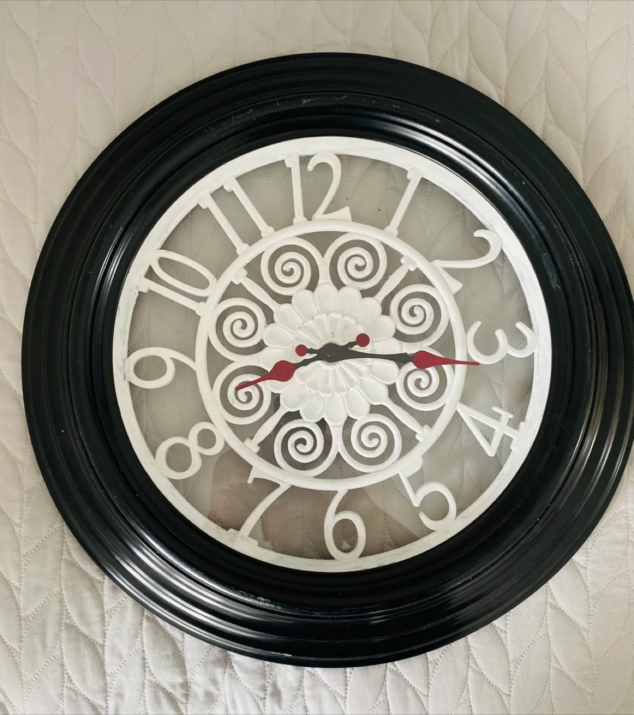 Ornate Wall Clock - Black and White thumbnail