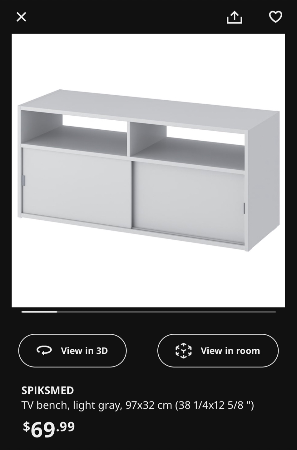 IKEA SPIKSMED TV Bench Light Grey - photo 3