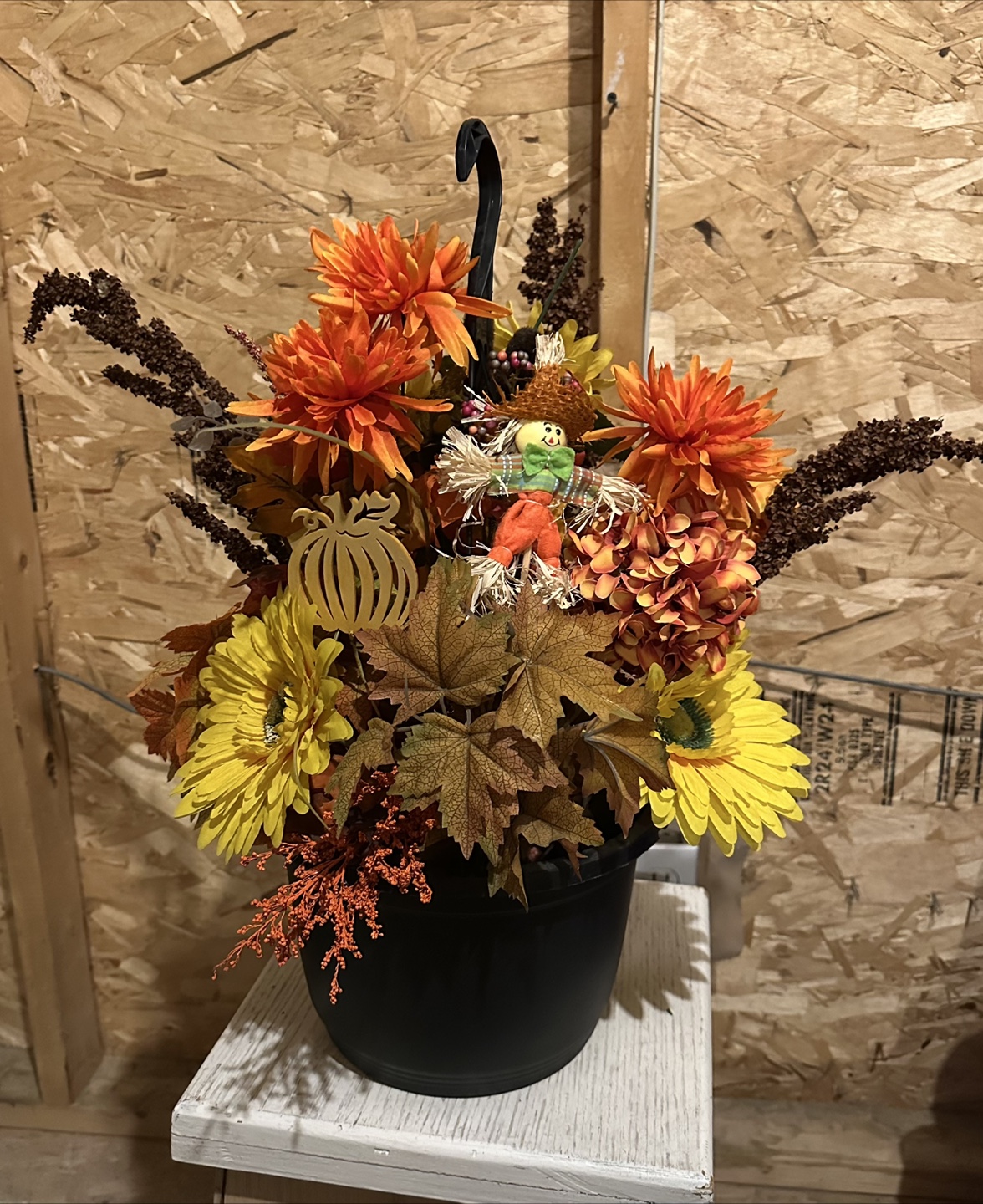 Free Autumn Fall Harvest Scarecrow Potted Arrangement