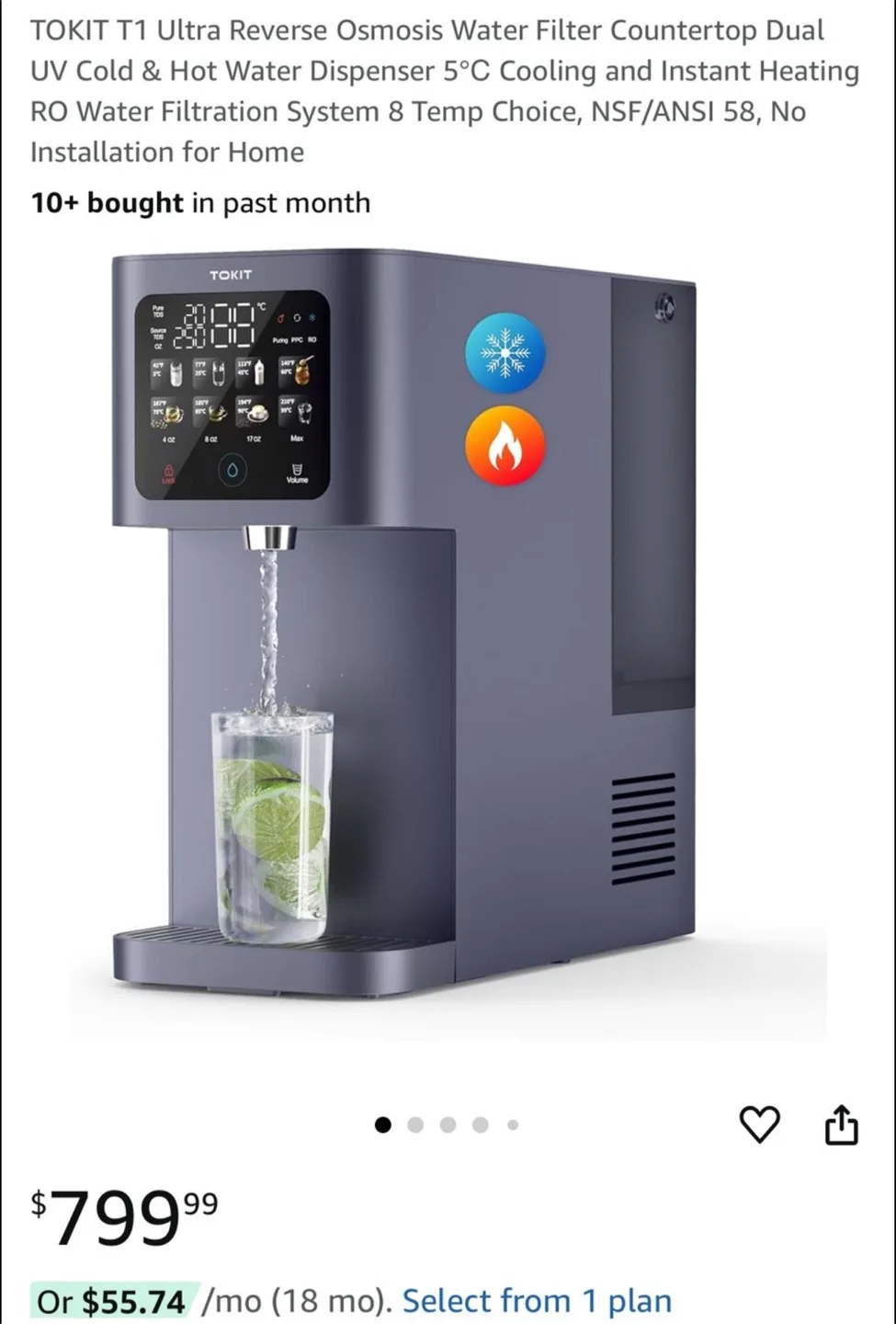 TOKIT T1 Ultra Reverse Osmosis Water Filter Countertop Dispenser image indicator(2)