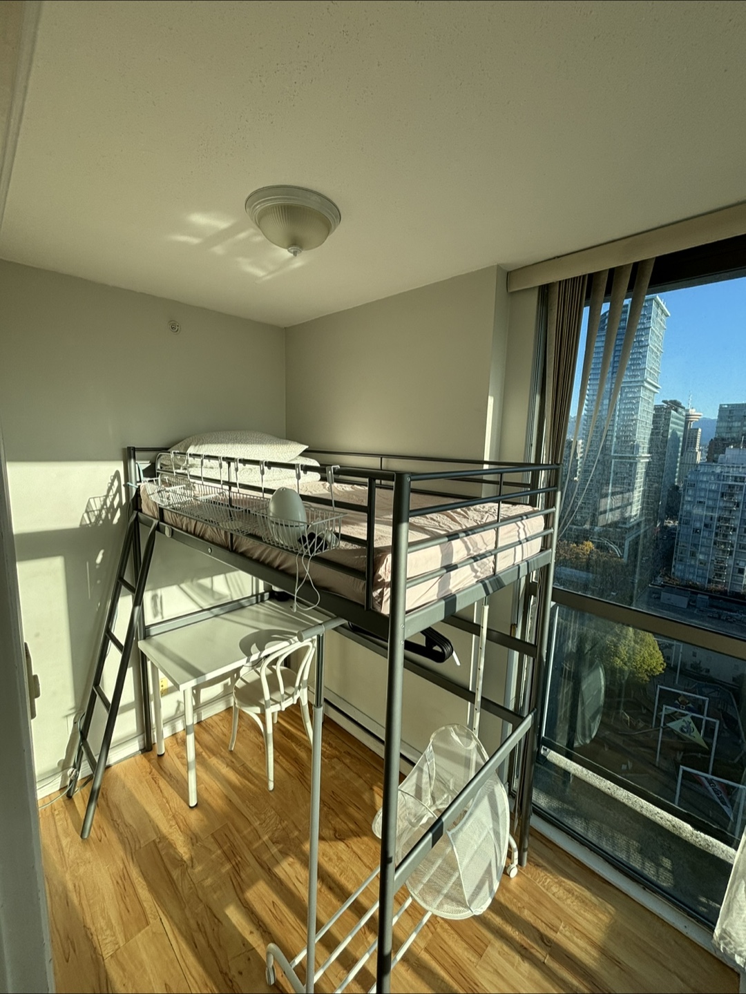 IKEA SVÄRTA Loft bed frame, include mattress and bedding.