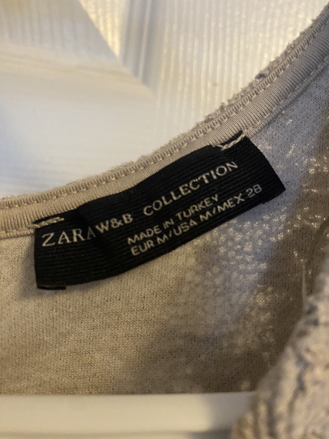 Zara W&B Collection taupe textured peplum top
