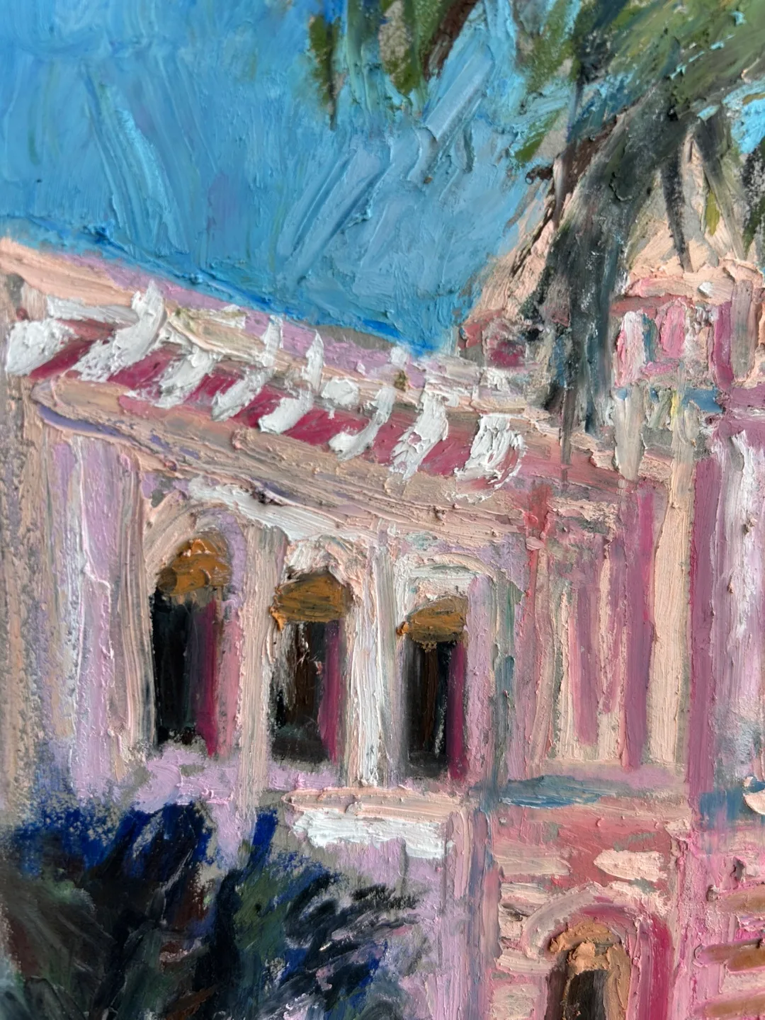 “The Pink Palace” Original Oil Pastel Painting image indicator(3)